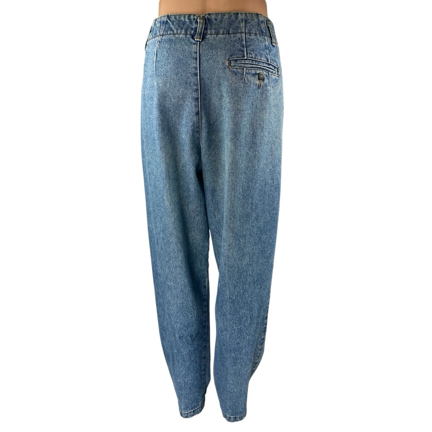 Gap Women's Blue High Waisted Pleated Baggy Tapered Leg Denim Jeans Pants 9/10 - Image 3