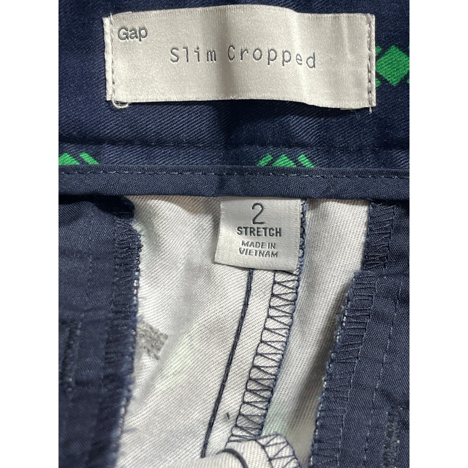 GAP Women's Blue Low Rise Geometric Slim Fit Cropped Trousers Pants Size 2 - Image 4