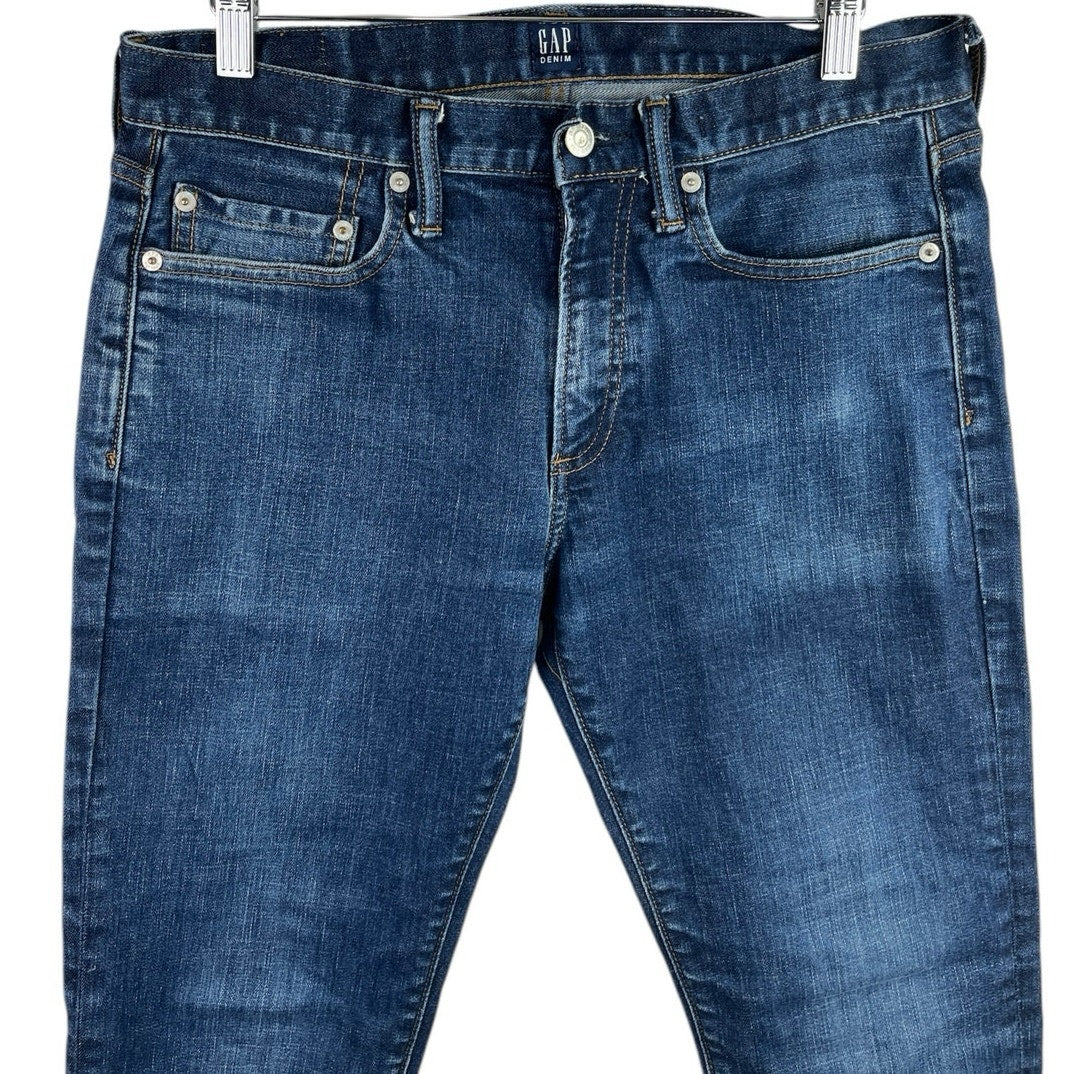 Gap Men's Stretch Mid Rise Medium Wash Casual Straight Denim Jeans Size 29 - Image 3