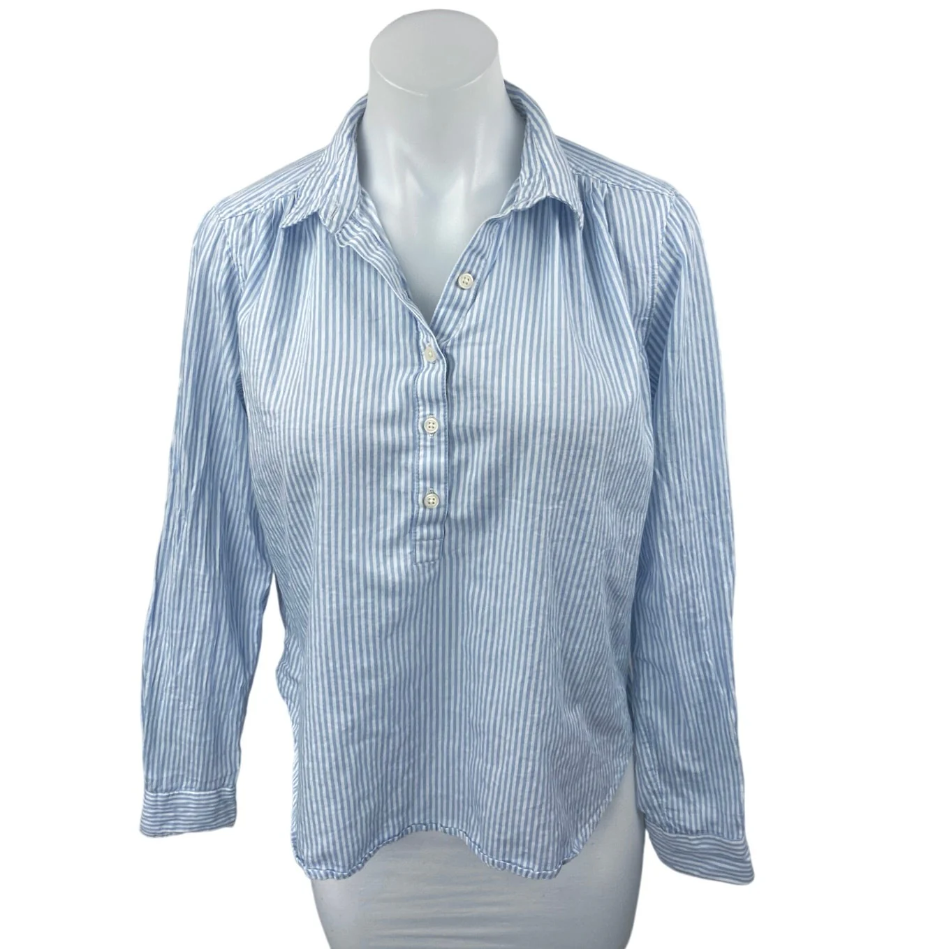 Gap Women's Blue White Striped Collar Button Long Sleeve Blouse Shirt Top Sz XS