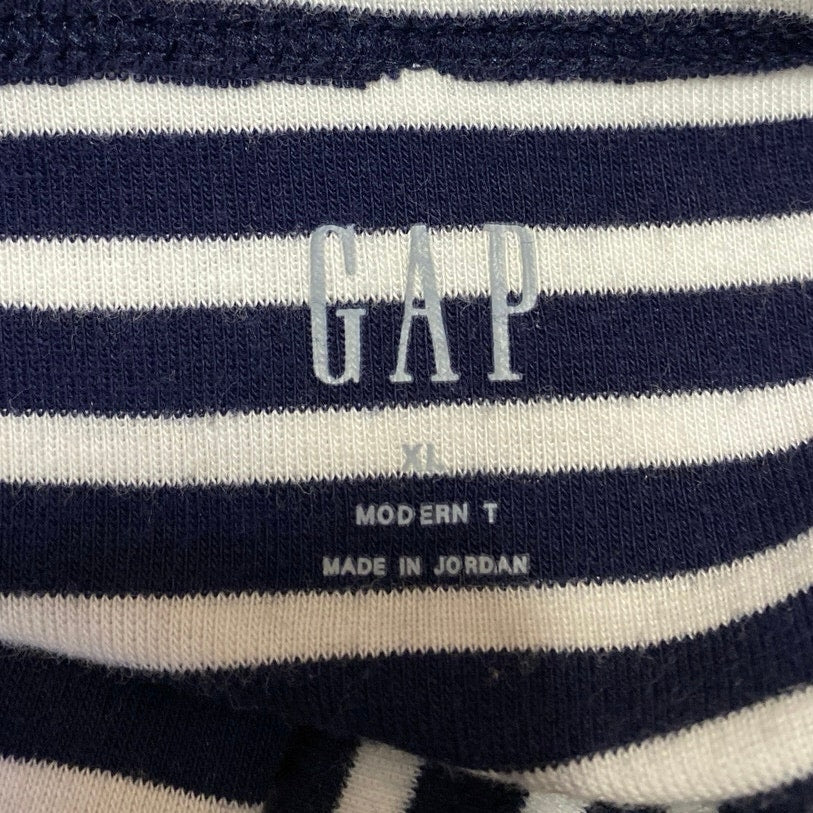 Gap Women's Blue White Striped Square Neck Short Sleeve Knit Tee Shirt Top Sz XL - Image 3