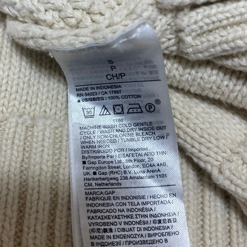Gap Women's Cream Cable Knit High Neck Long Sleeve Pullover Sweater Top Size S - Image 4