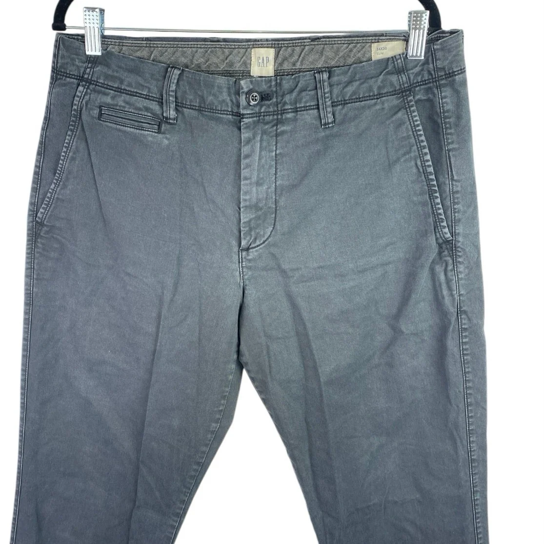 GAP Women's Gray High Waist Straight Skinny Leg Slim Fit Trousers Dress Pants 34 - Image 4