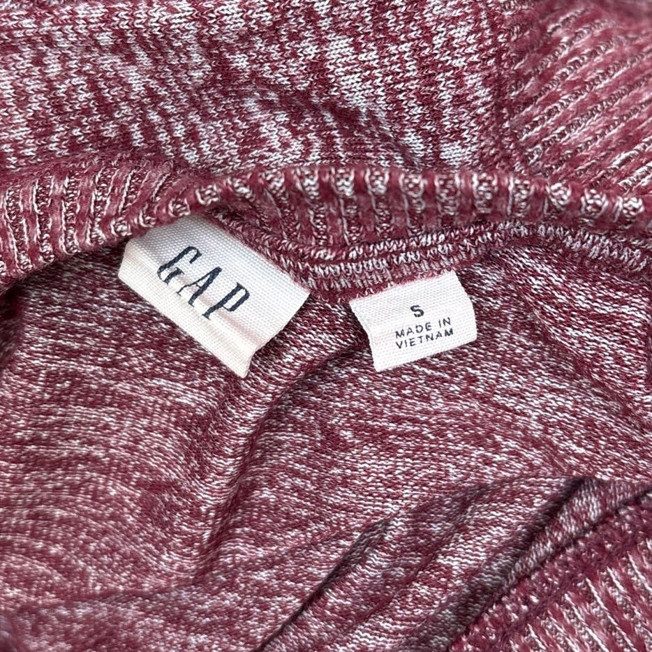 Gap Womens Heather Red Viscose Rib Round Neck Drop Long Sleeve Sweater Top S - Image 5