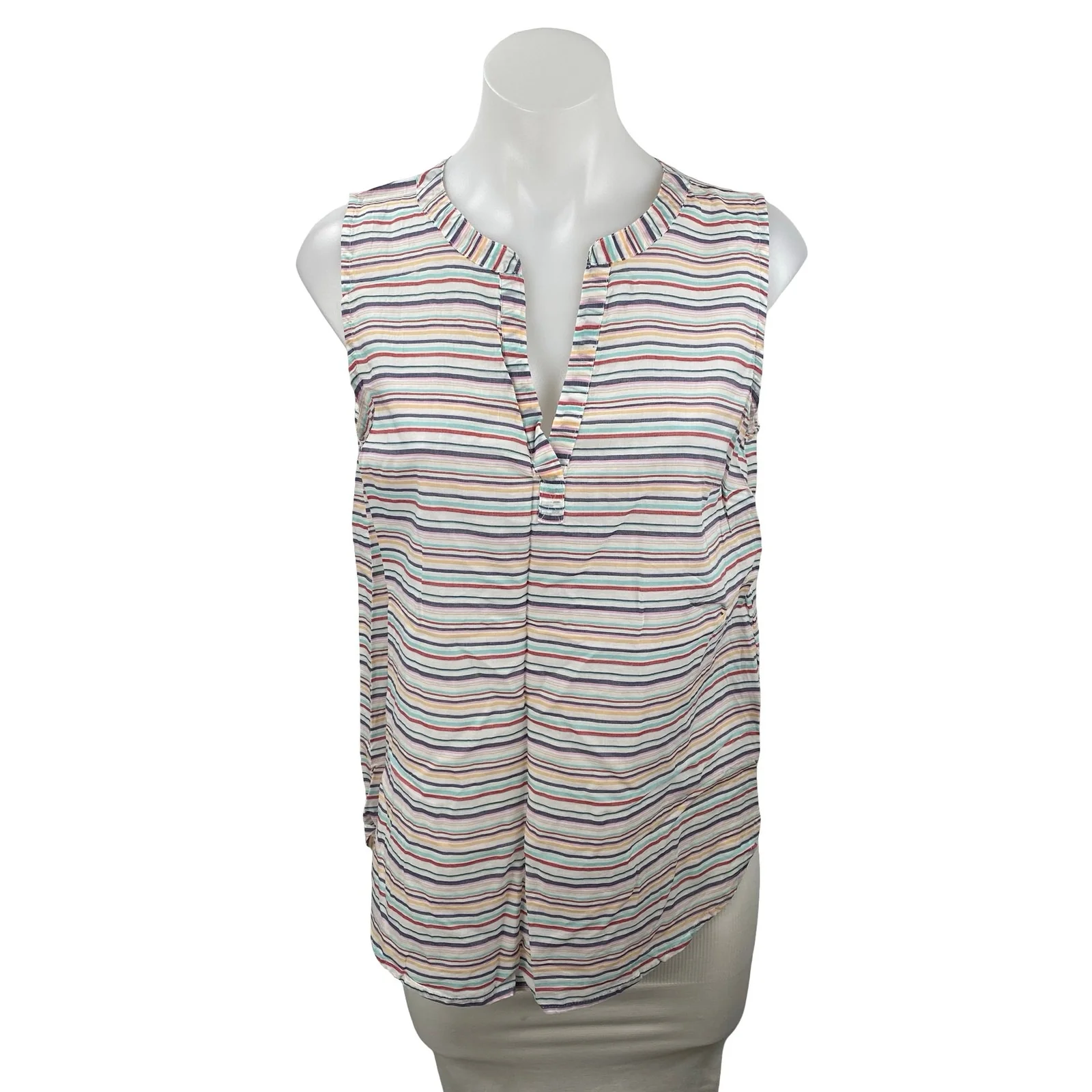 Gap Women's Multicolor Striped Sleeveless V Neck Tank Shirt Blouse Top Size S