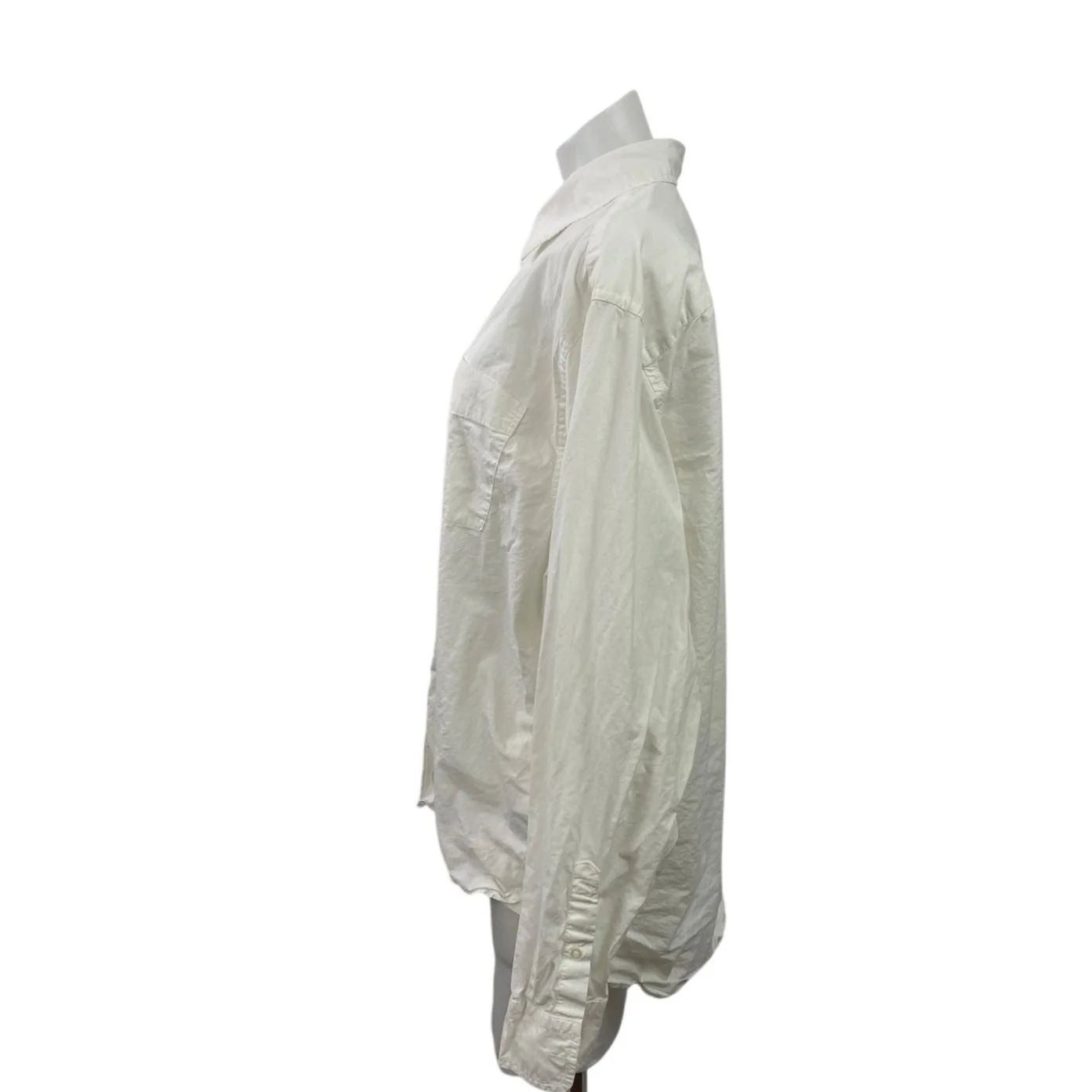 Gap Women's White Cotton Pocket Relaxed Long Sleeve Button Down Shirt Size L - Image 2