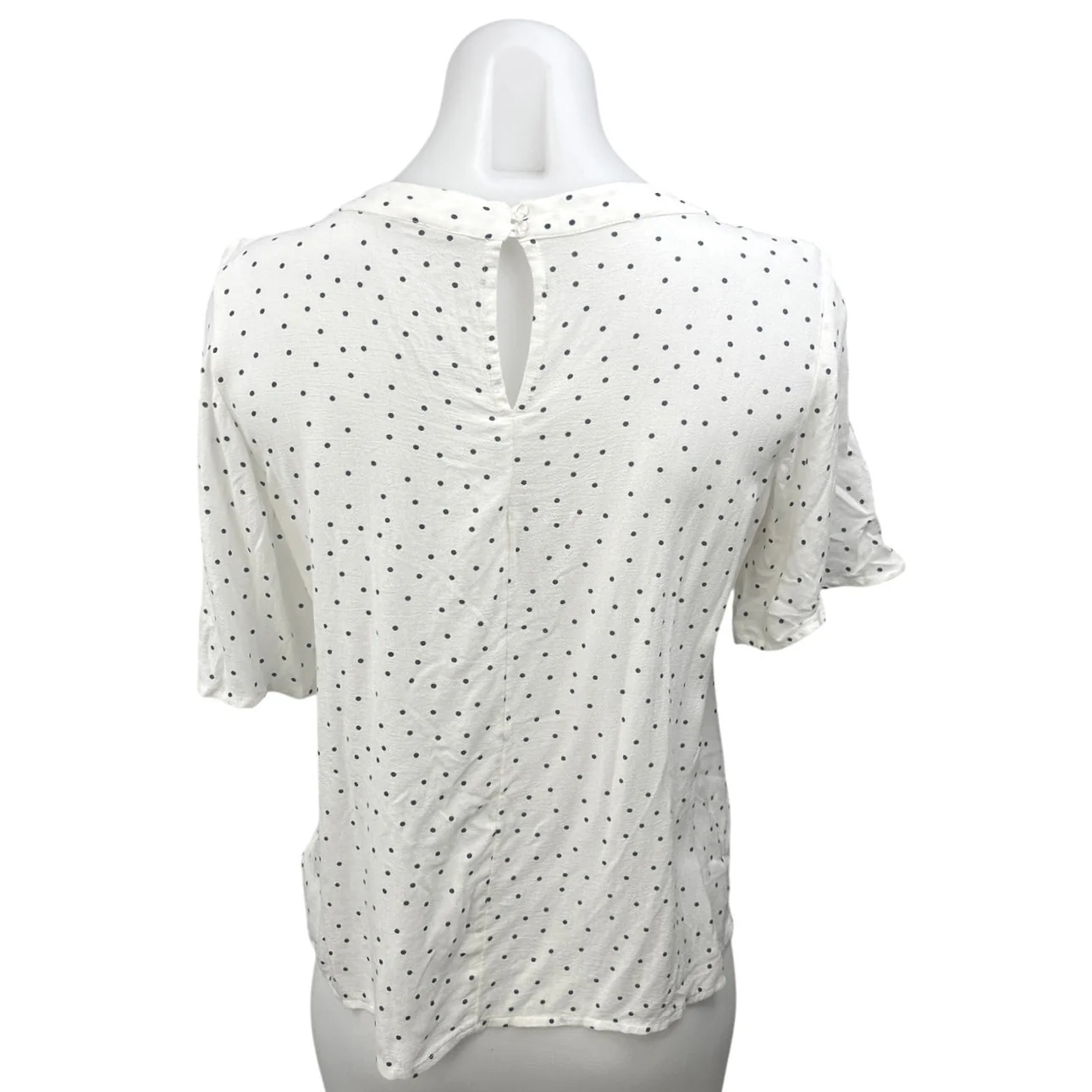 Gap Women's White Polka Dots Pintuck Pleated Short Sleeve Blouse Shirt Top XS - Image 2