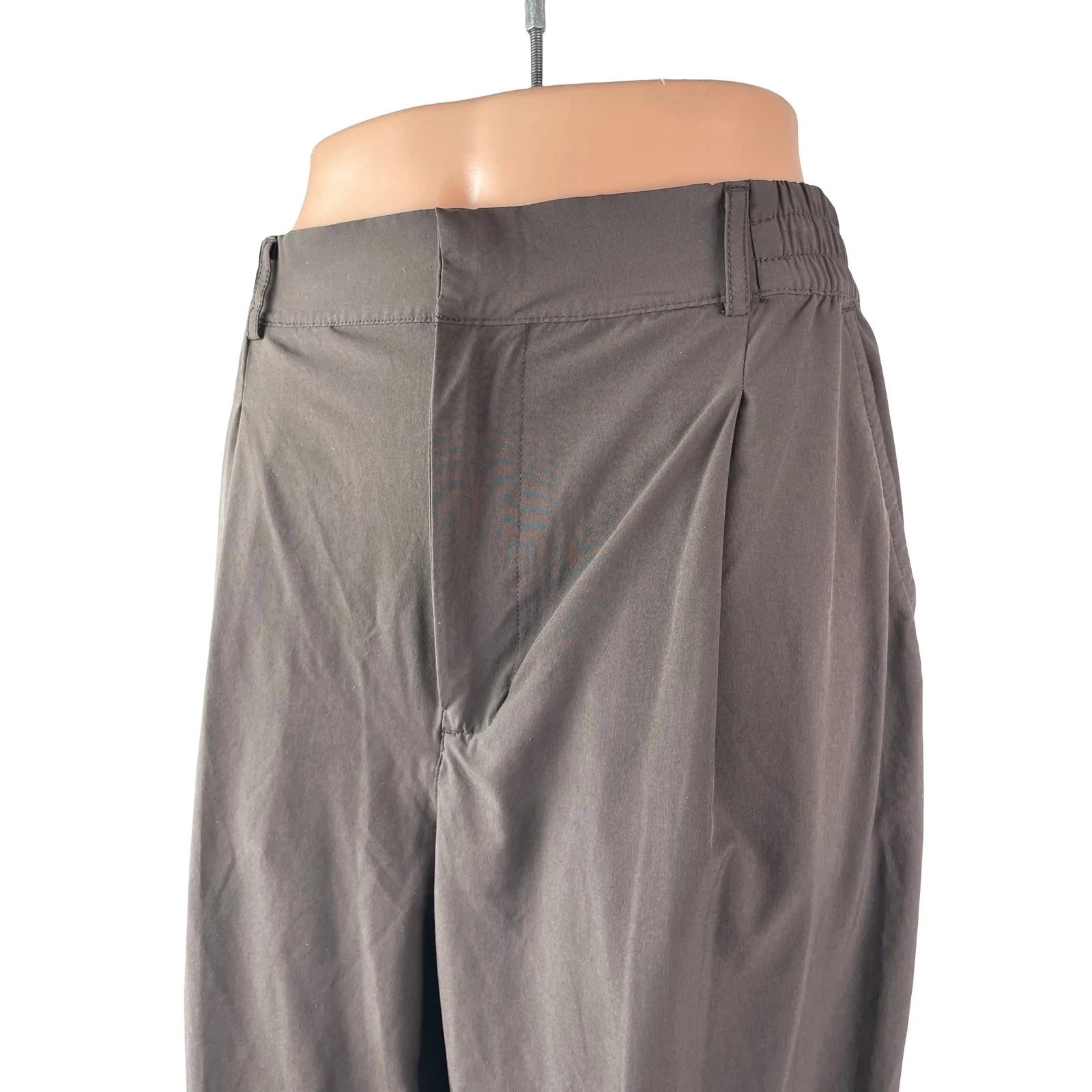 Gapfit Women's Brown High Rise Pleated Wide Leg Straight Trousers Pants Size M - Image 3