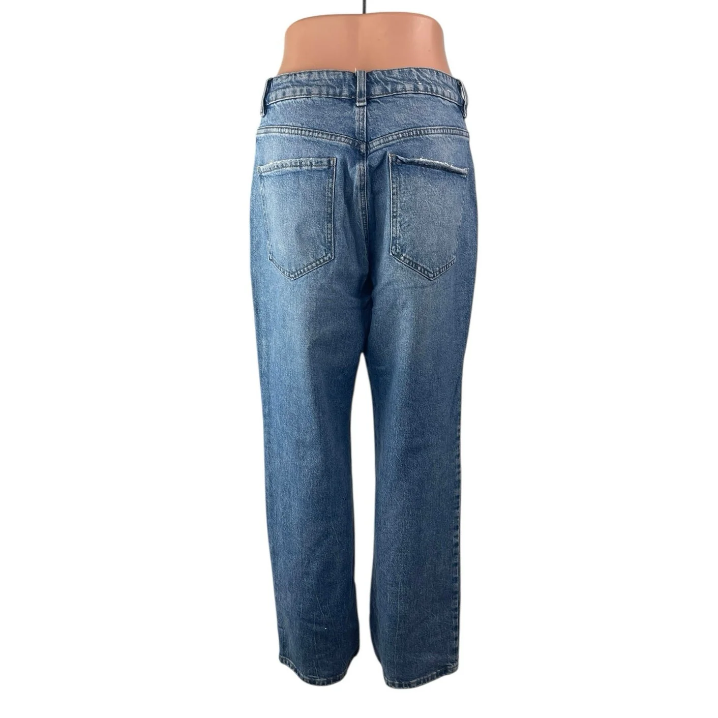 Garage Denim Blue medium Wash High Waisted Straight Wide Leg Jeans Pants Size 29 - Image 2