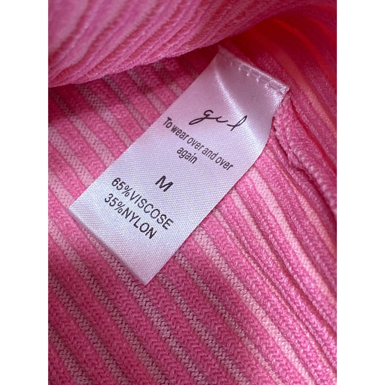 Geel Women's Pink Ribbed Knit Strappy Halter V Neck Cami Tank Crop Top Size M - Image 6