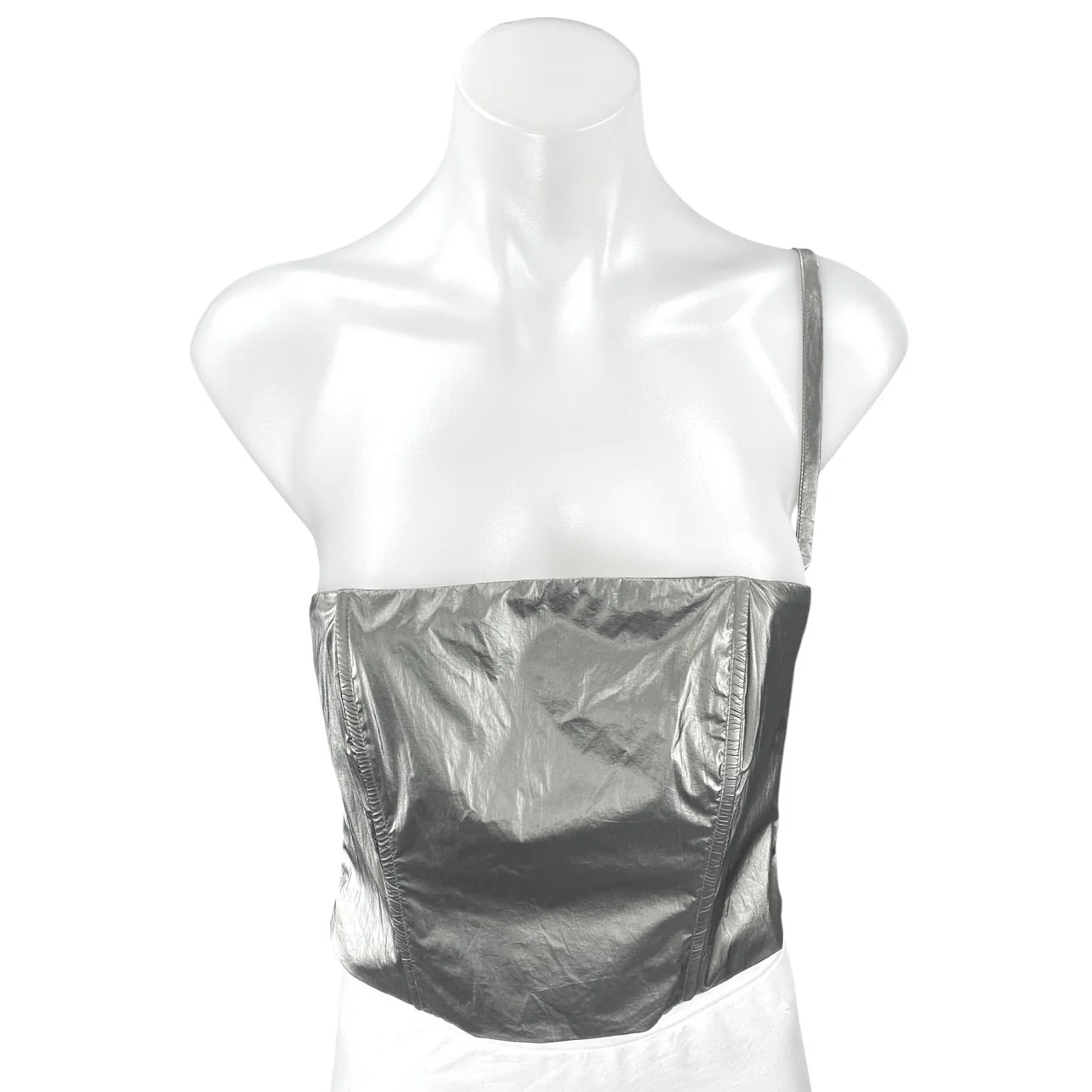 Generation Kiss Cecily Silver Metallic Strapless Bandeau Bustier Crop Top Size S