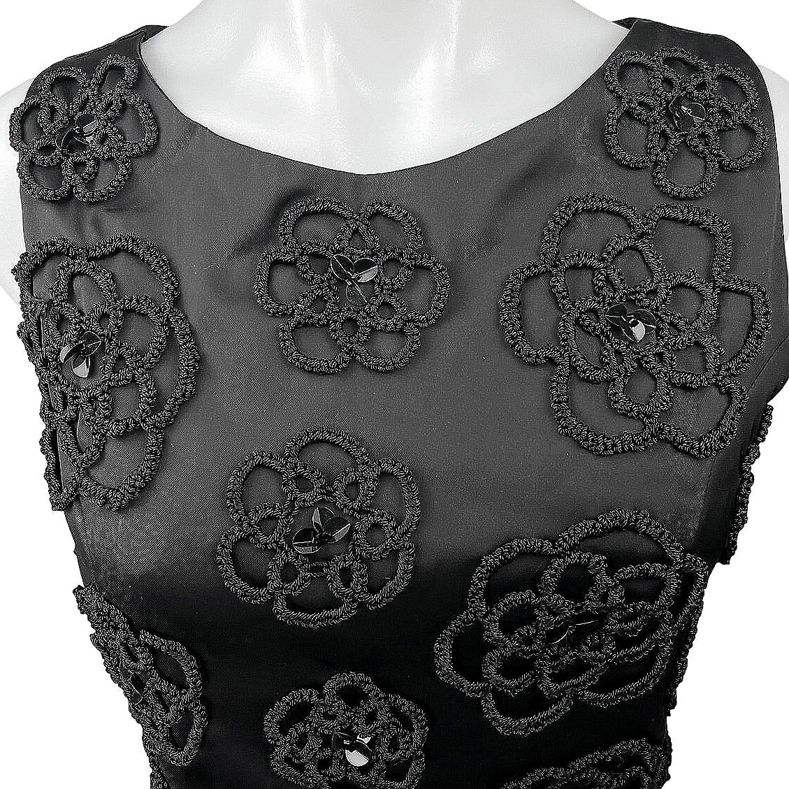 Geraldine Garcia Black Flower Sequin Beaded Embellished Crop Blouse Tank Top M - Image 3