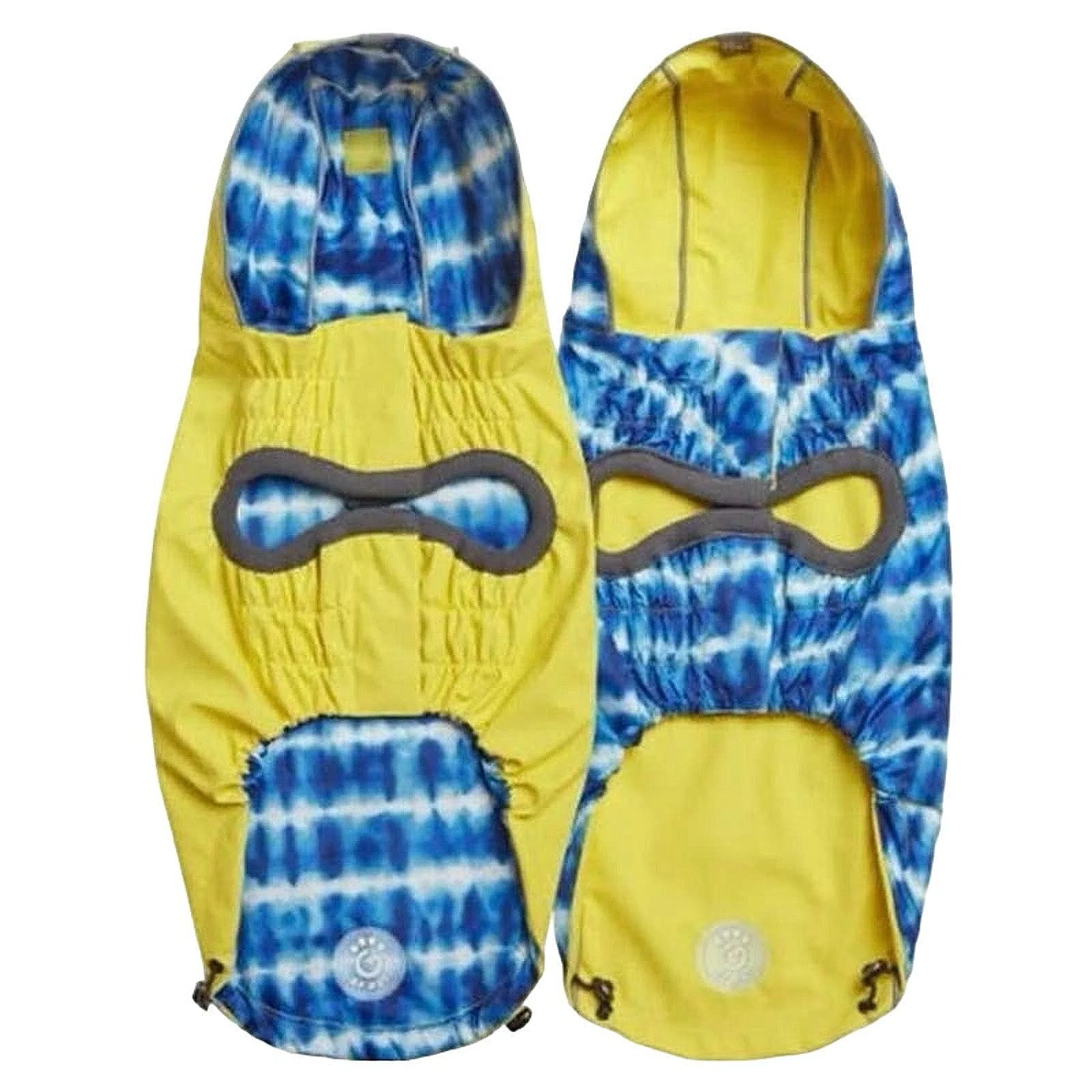 GF Pet NWT Reversible Elasto-Fit Yellow & Blue Tie Dye Print Dog Raincoat Sz XL - Image 2