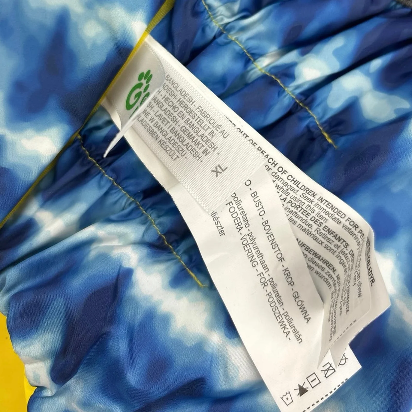 GF Pet NWT Reversible Elasto-Fit Yellow & Blue Tie Dye Print Dog Raincoat Sz XL - Image 7
