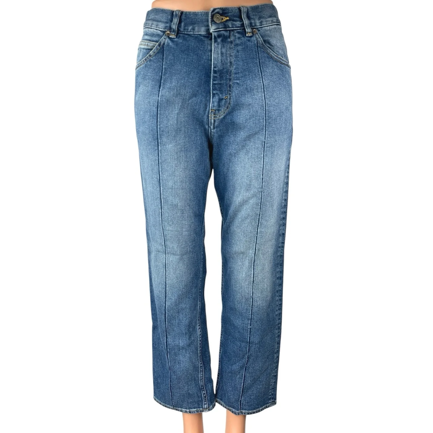 GGDB Golden Goose Women's Blue High Waisted Straight Cropped Denim Jeans Size 26