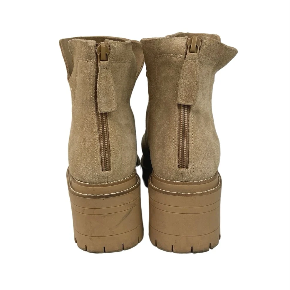 Gianni Bini Griffyn Beige Suede Lug Sole Back Zipper Ankle Boots Booties Sz 7.5M - Image 3