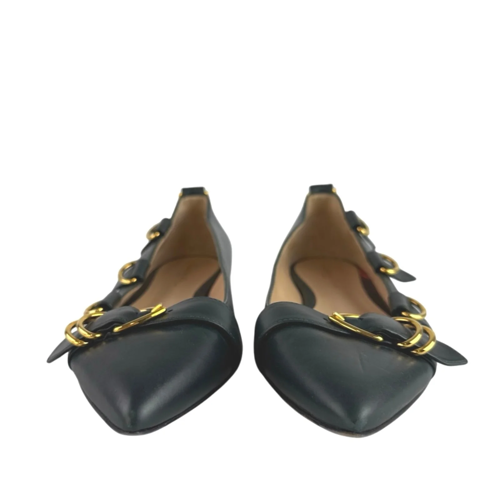 Gianvito Rossi Black Leather Pointed Toe Buckle Strap Slip On Ballet Flats US 10 - Image 2