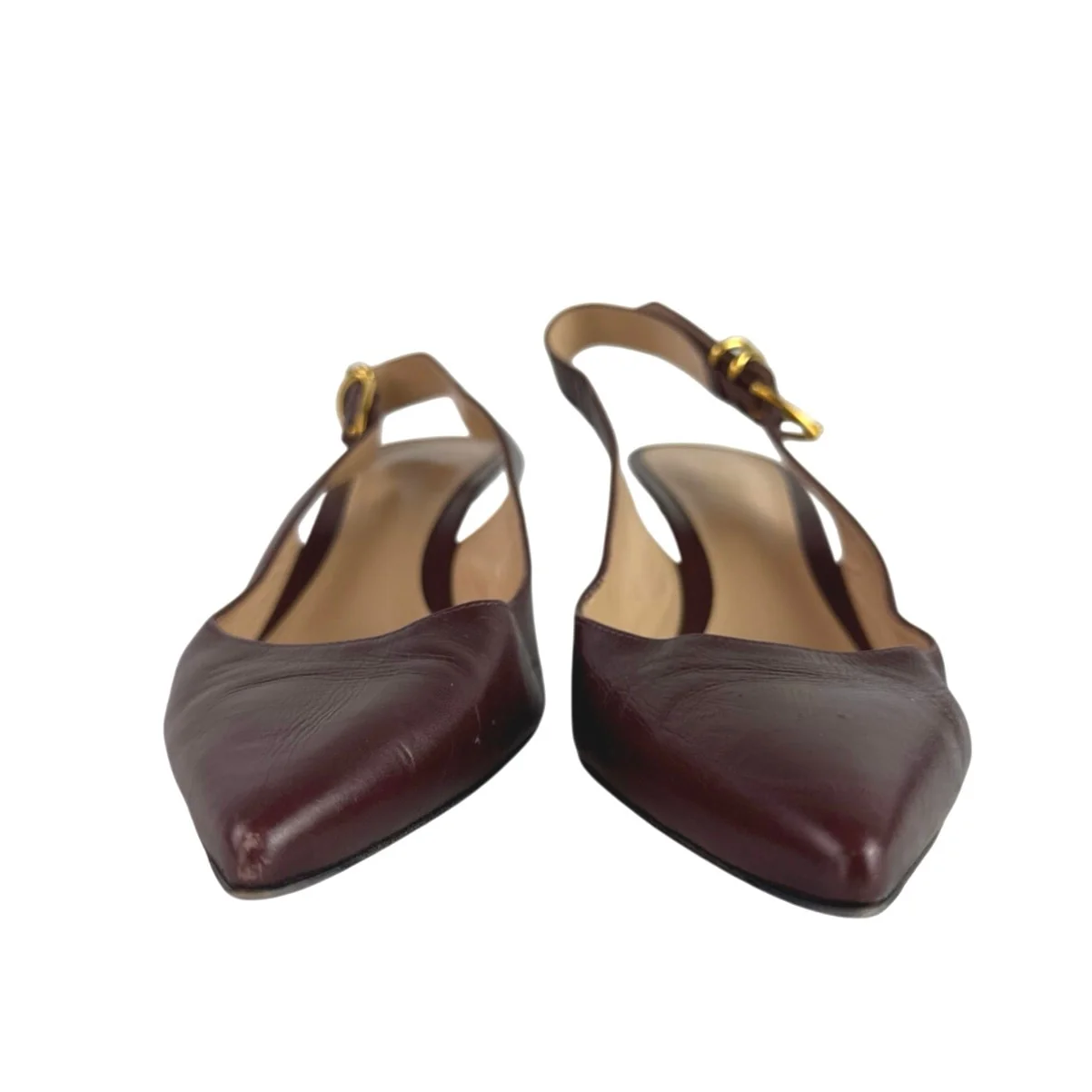 Gianvito Rossi Brown Leather Pointed Toe Buckle Slingback Pumps Shoes 40 US 10 - Image 2
