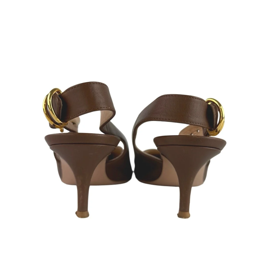 Gianvito Rossi Brown Leather Pointed Toe Buckle Slingback Pumps Shoes Sz 39 US 9 - Image 4
