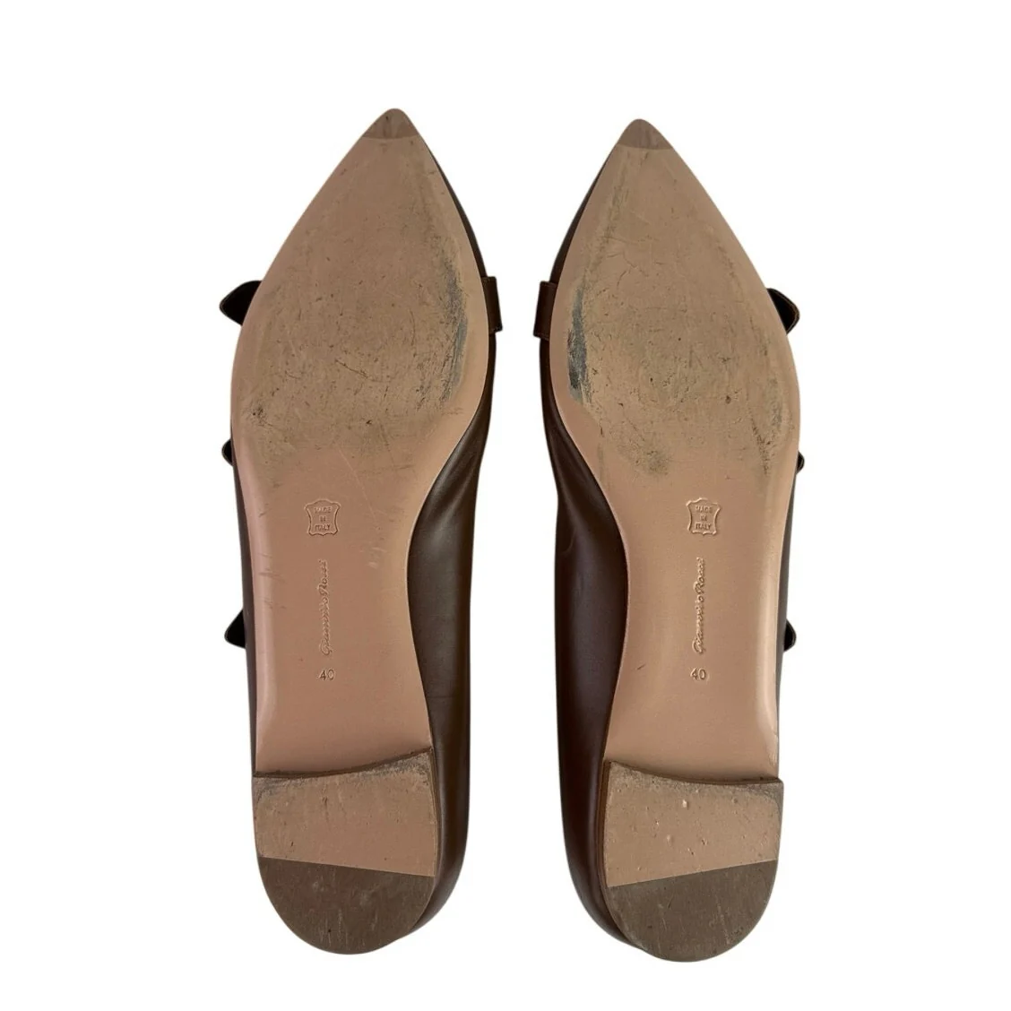 Gianvito Rossi Brown Leather Pointed Toe Buckle Strap Slip On Ballet Flats US 10 - Image 4