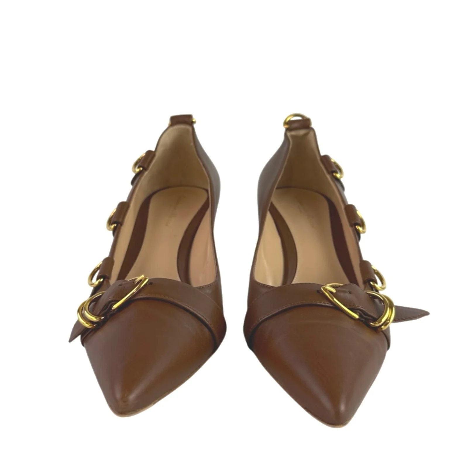Gianvito Rossi Clash 55 Brown Pointed Buckle Strap Leather Pump Heels 39 US 8.5 - Image 2