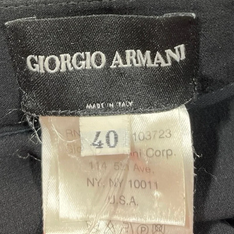 Giorgio Armani Borgo 21 Black 100% Silk Straight High Waist Trousers Pants Sz 40 - Image 5