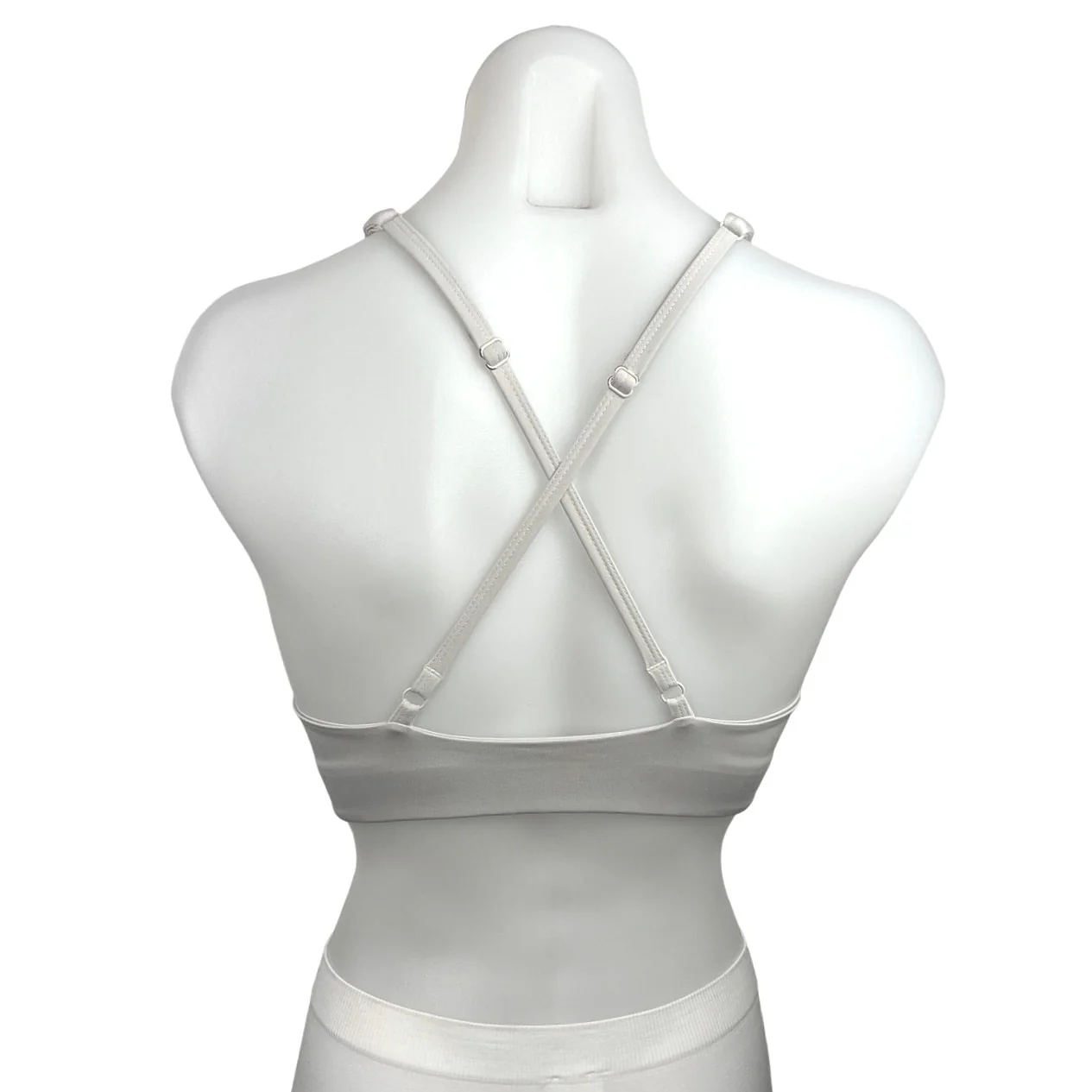 Girlfriend Collective White High Neck Cross Back Tank Athletic Sports Bra Sz XS - Image 2