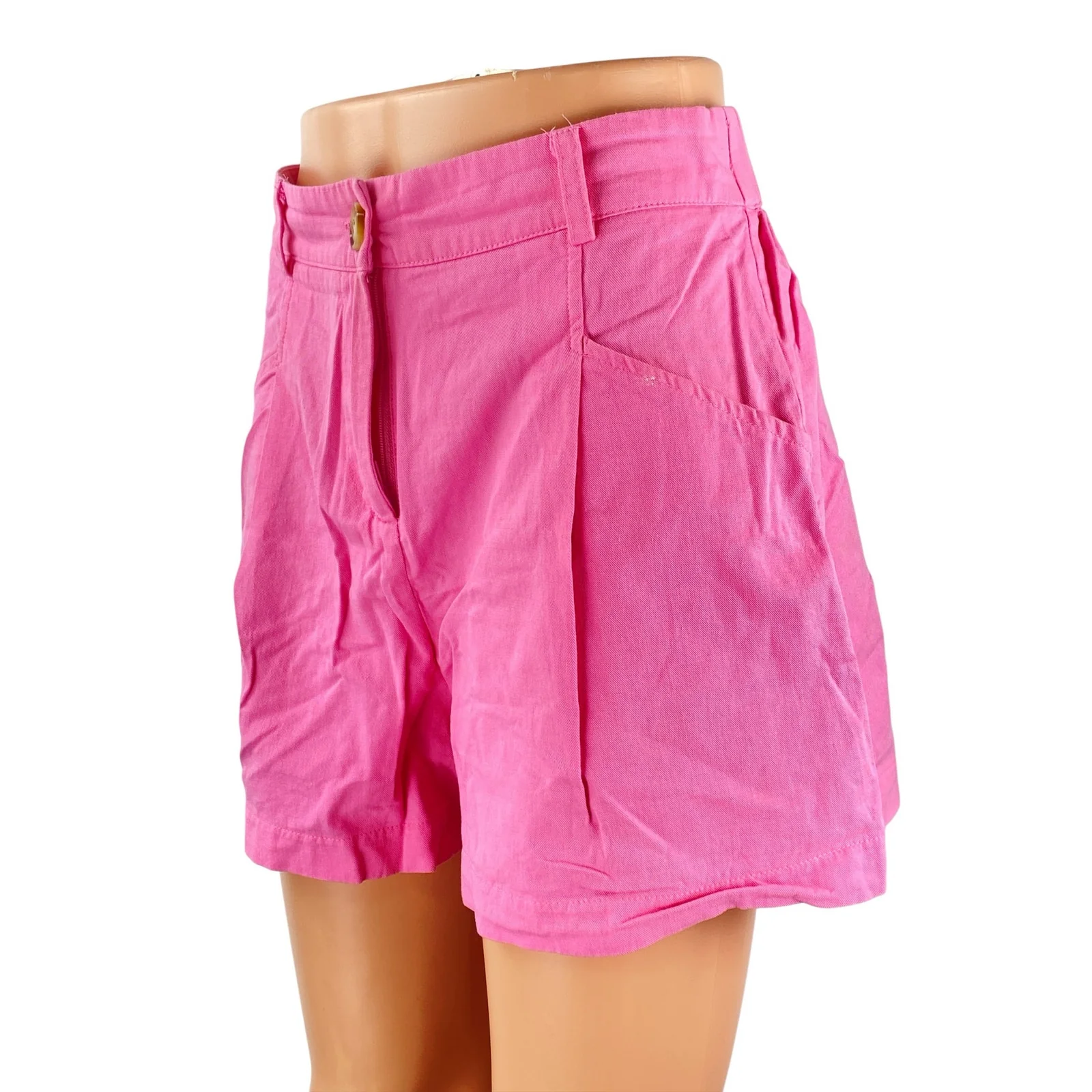 Glam Women's Pink High Waisted Casual Lounge Summer Wide Leg A-Line Mom Shorts M - Image 2