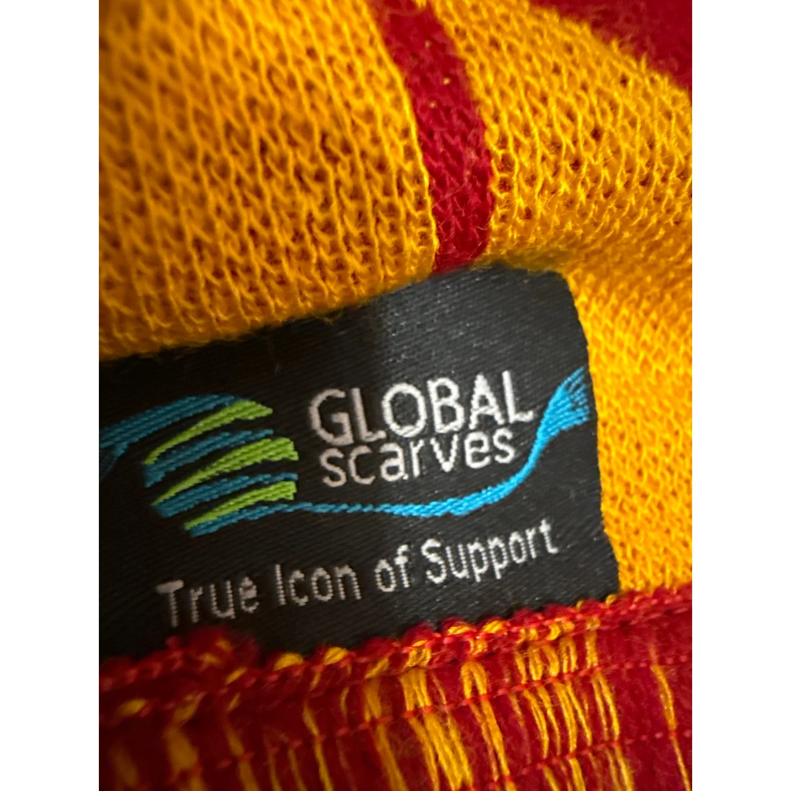 Global Scarves Carragher's NYC Soccer Red Yellow Fringe Knit Shawl Wrap Scarf OS - Image 4
