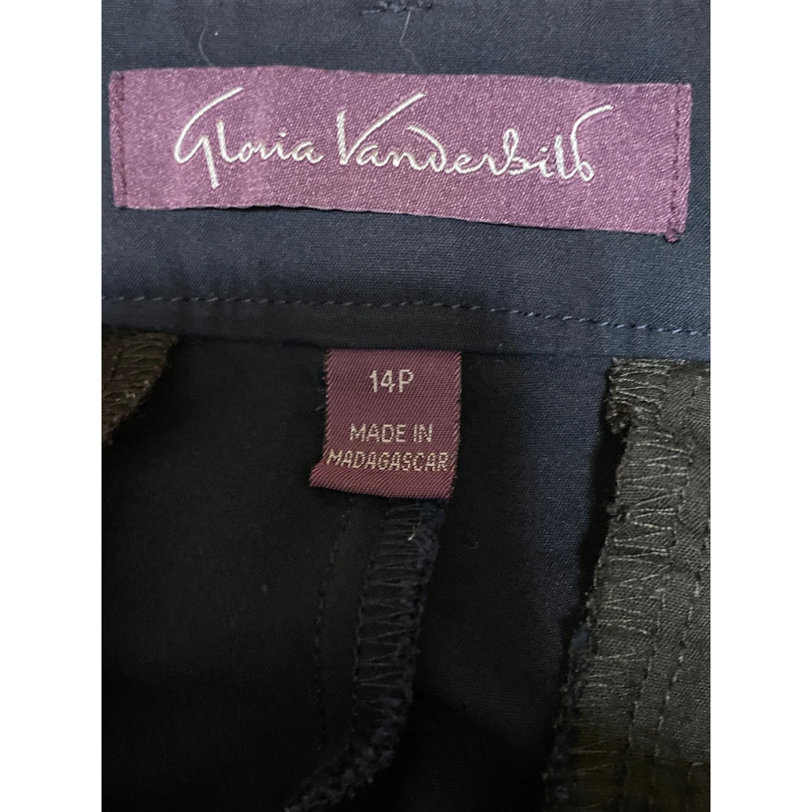 Gloria Vanderbilt Women's Navy Blue High Rise Straight Leg Trousers Pants Sz 14 - Image 4
