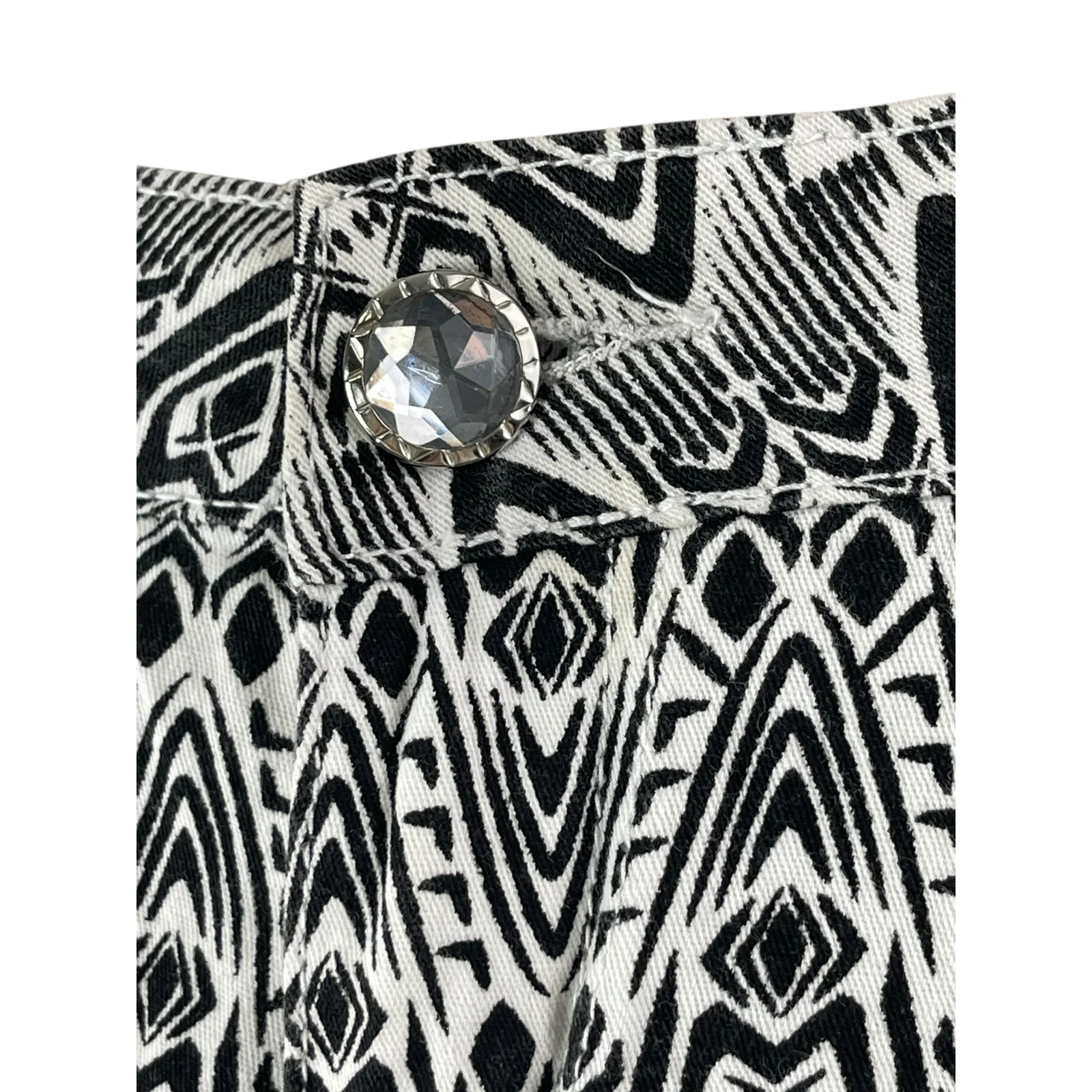Gogo Jeans Black Tribal Print High Waist Slim Straight Trouser Dress Pants Sz 9 - Image 4