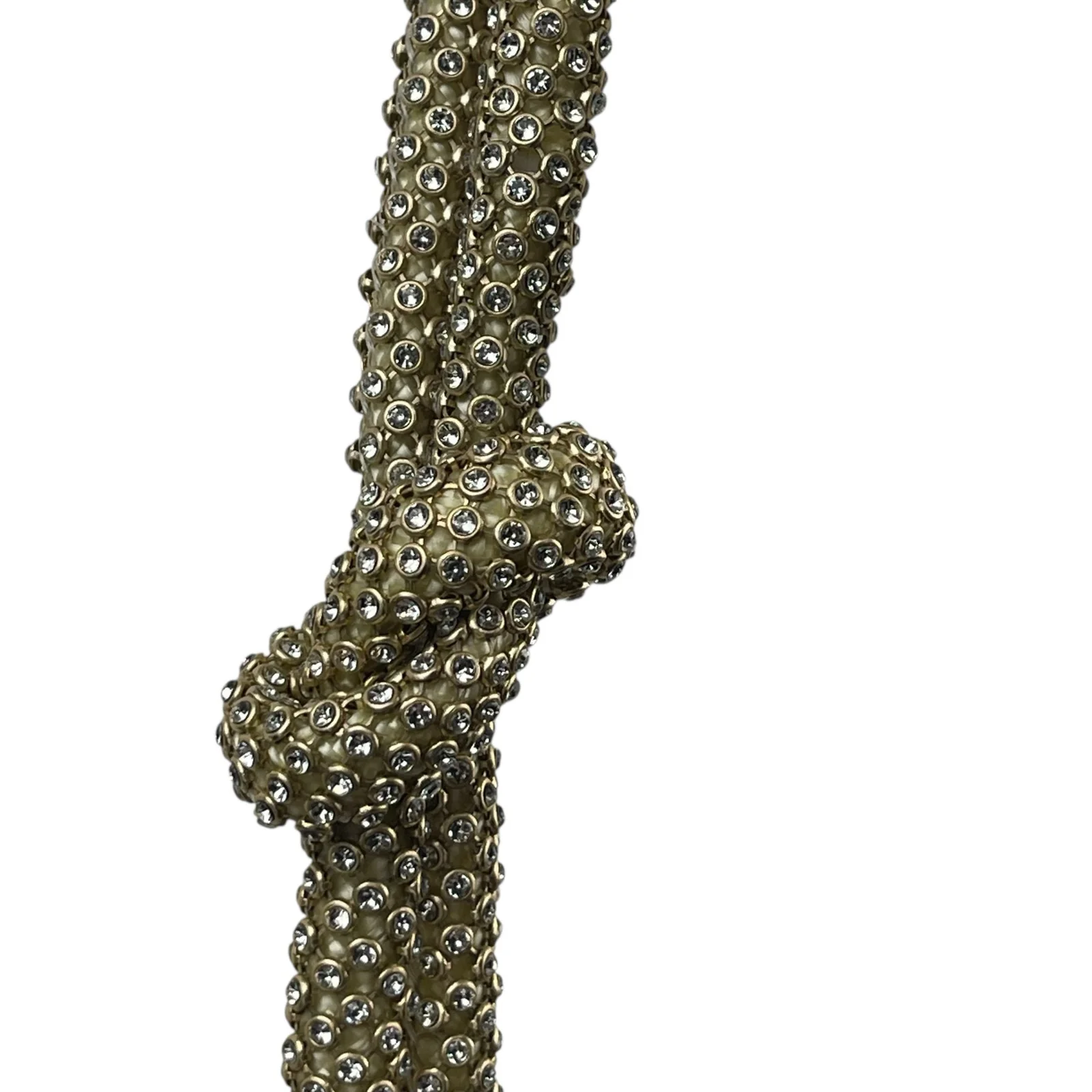 Gold Knotted Strap Rhinestone Beaded Sparkly Chic Evening Shoulder Handbag OS - Image 3