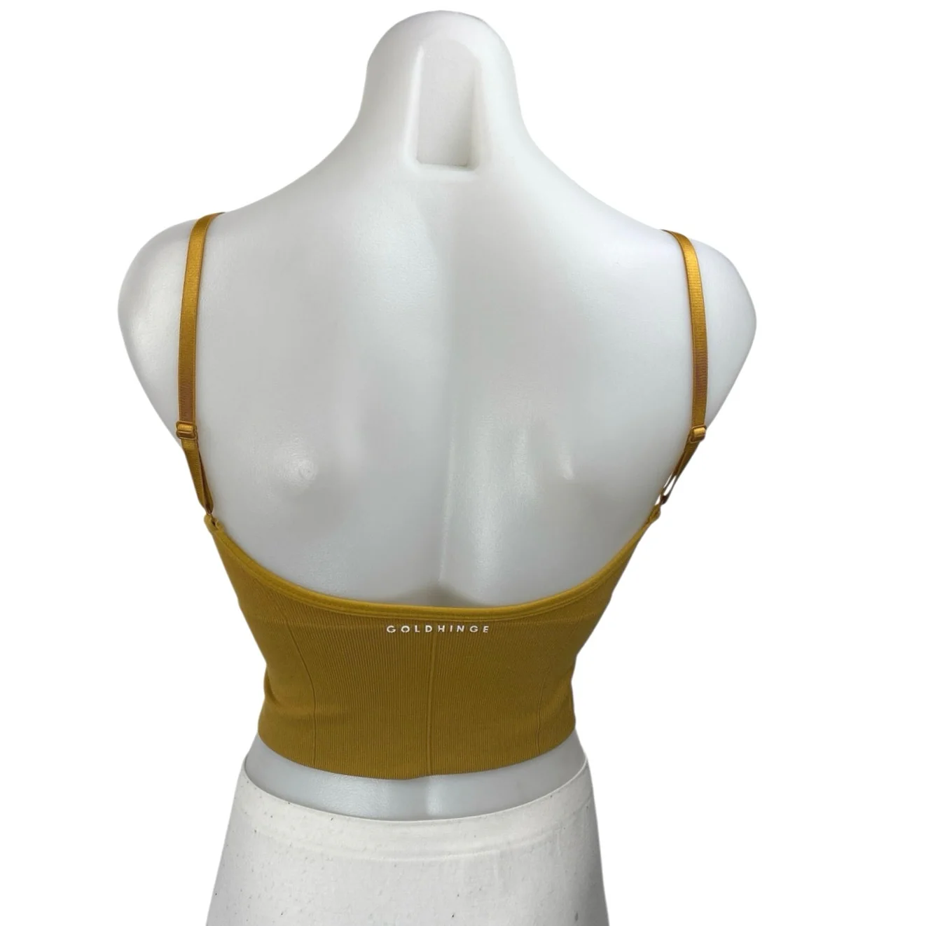 Goldhinge Women's Gold Brown Rib Knit Sleeveless Cami Camisole Crop Tank Top S - Image 2