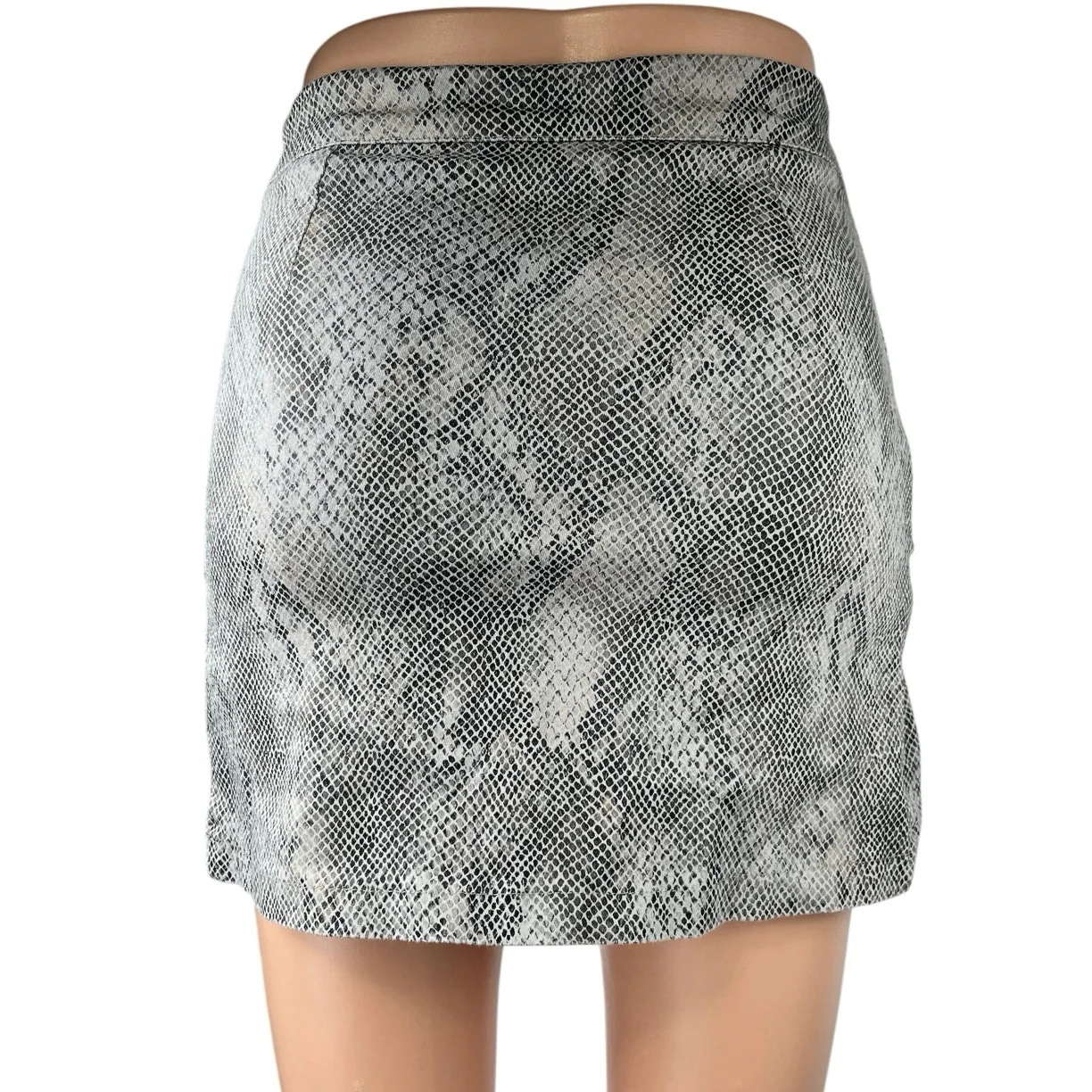 Goldie Gray Faux Leather Snakeskin Snake Print Mini Pencil Bodycon Skirt Size XS - Image 3