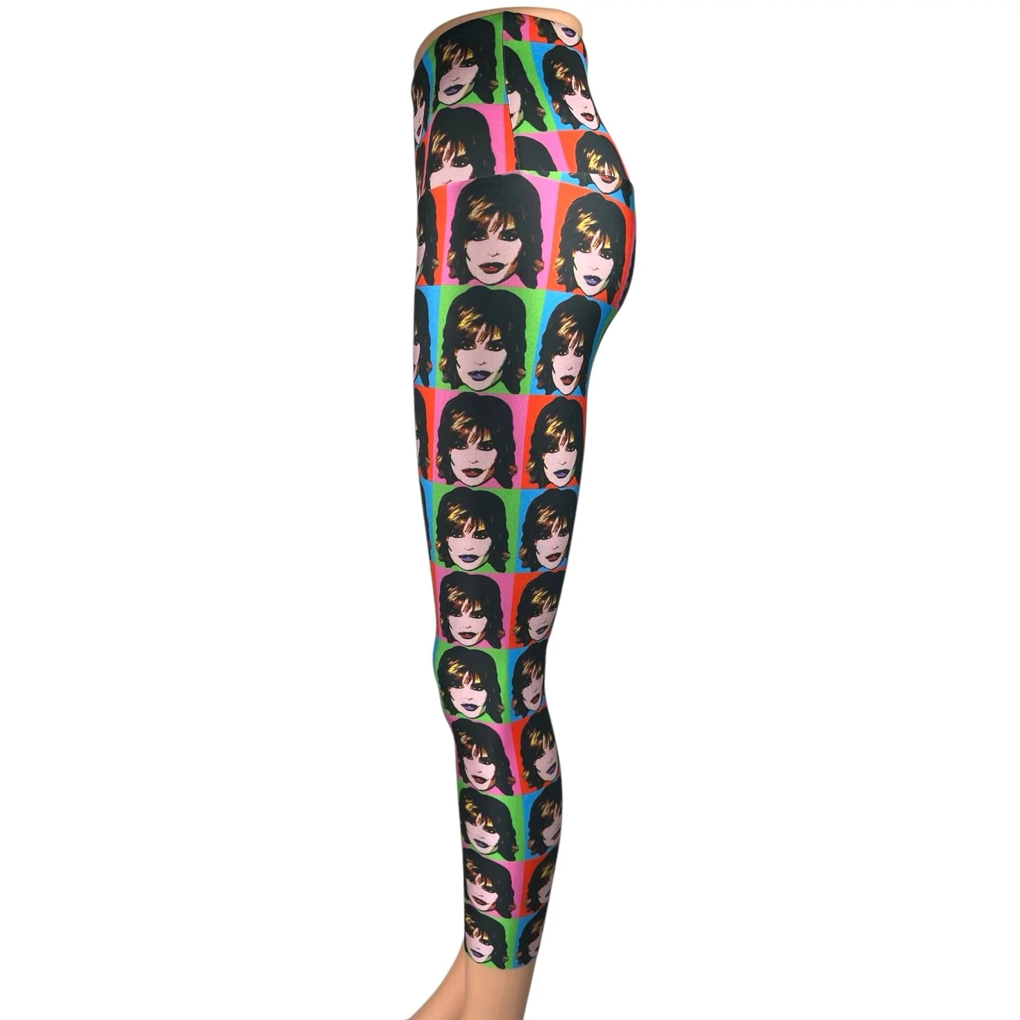Goldsheep Lisa Rinna Multicolor Face Print Pop Art Skinny Yoga Leggings Pants XS - Image 2