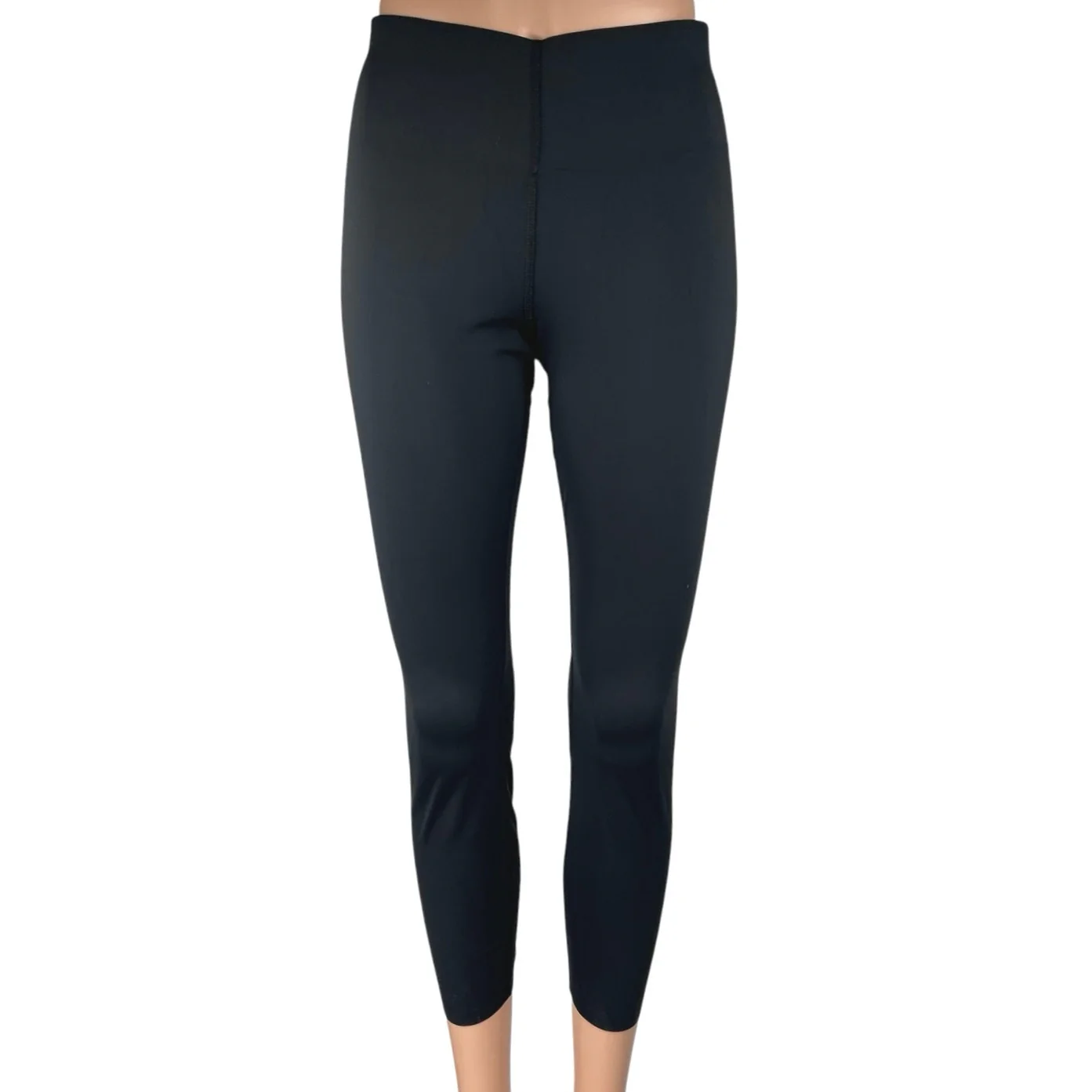 Good American Black Mid Rise Skinny Yoga Gym Ankle Crop Leggings Pants Size 2