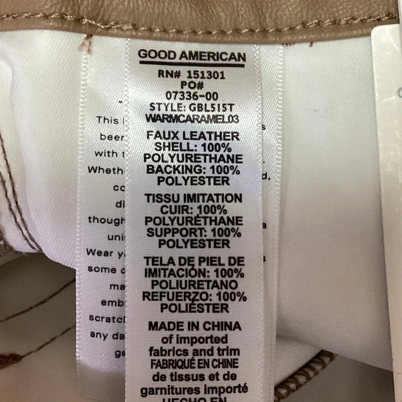 Good American Brown Faux Leather High Rise Flat Front Tapered Leg Pant Size 0 - Image 6