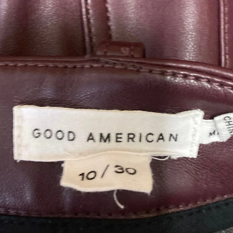 Good American Brown Faux Vegan Leather High Waisted Bootcut Flared Pants Size 30 - Image 4