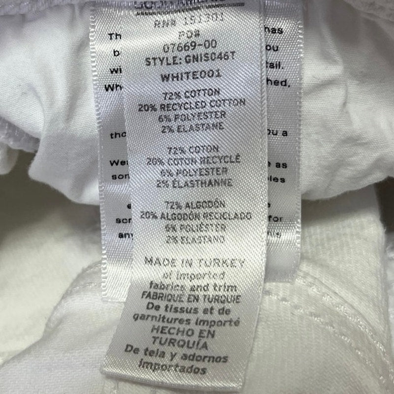 Good American Icon White Denim Mid Rise Crop Raw Hem Bermuda Jeans Shorts Sz 25 - Image 5