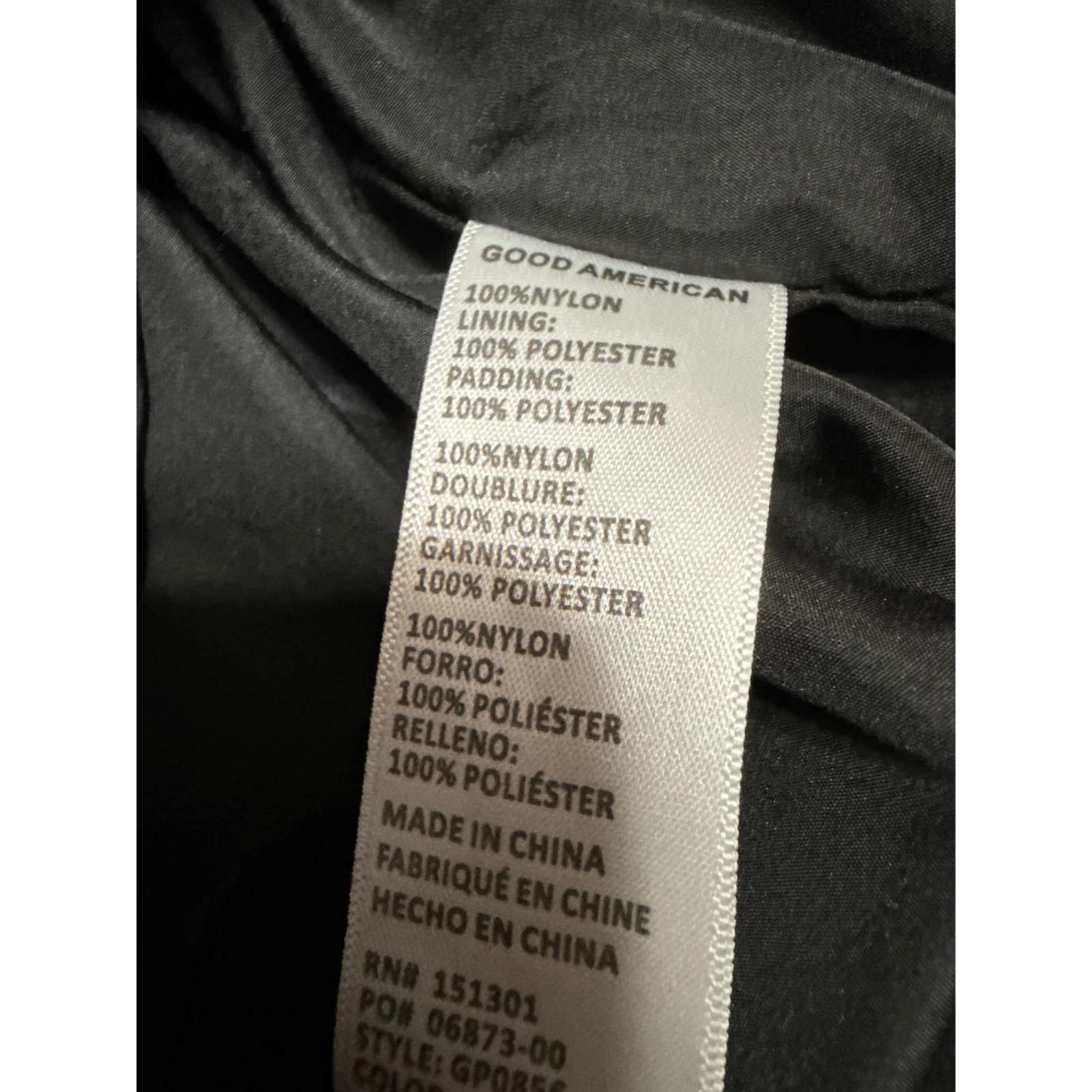 Good American Long Line Women's Black Pocket Full Zip Puffer Coat Jacket Size 3 - Image 5