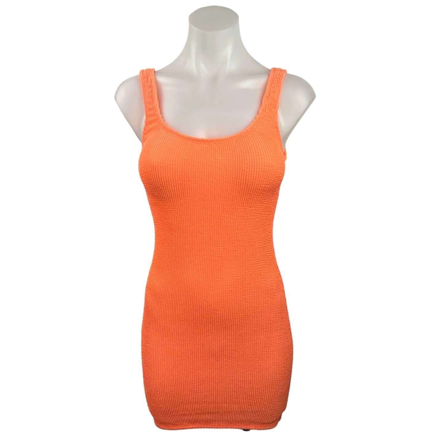 Good American Orange Scoop Neck Sleeveless Stretch Bodycon Tank Short Dress 1/2