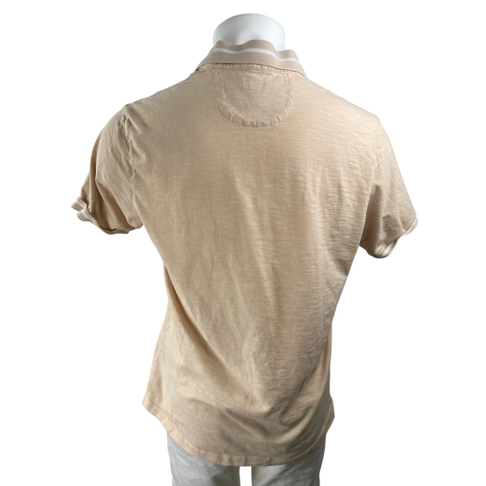 Good Man Brand Men's Beige Collared Short Sleeve Casual Golf Polo Shirt Top Sz L - Image 2