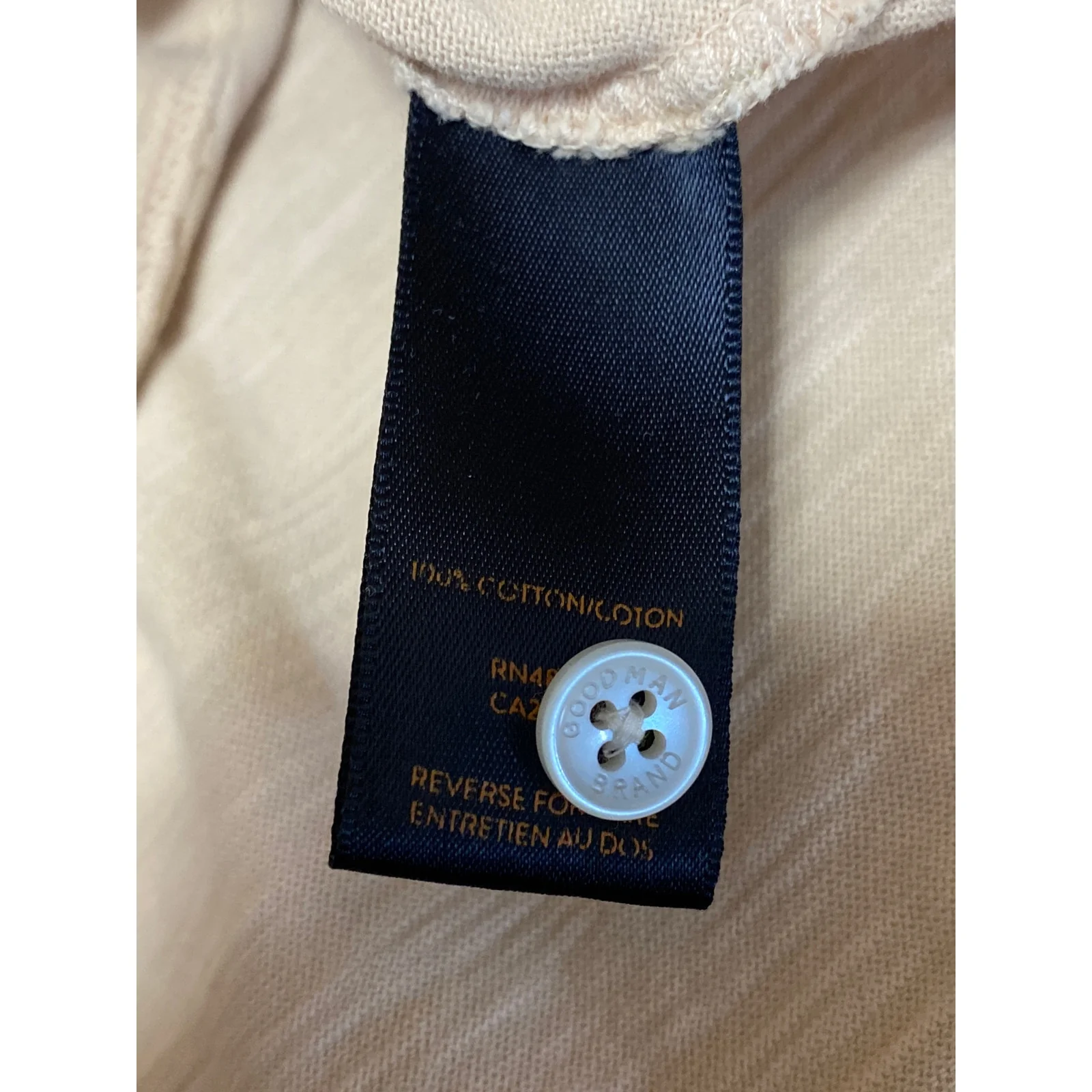 Good Man Brand Men's Beige Collared Short Sleeve Casual Golf Polo Shirt Top Sz L - Image 4