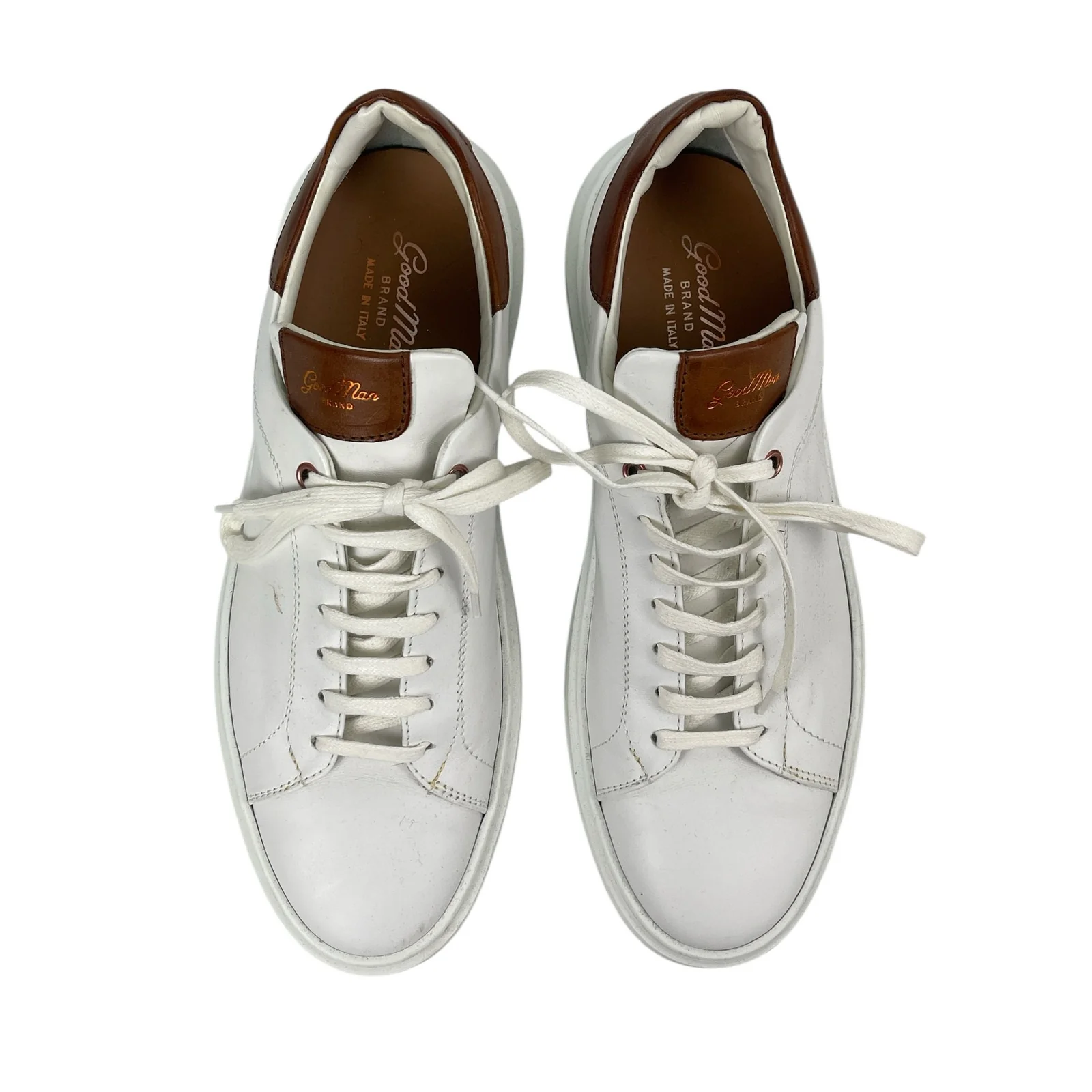 Good Man Men's White Leather Low Top Lace Up Athletic Sneakers Shoes Size 11 - Image 2