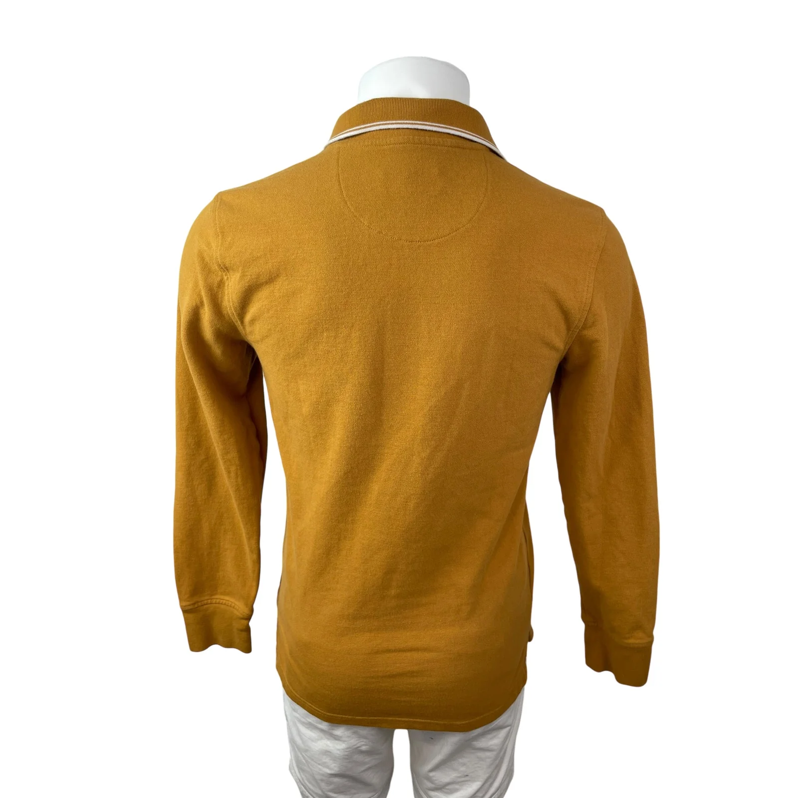 Goodfellow & Co Men's Mustard Yellow Knit Gold Long Sleeve Polo Shirt Top Size S - Image 4