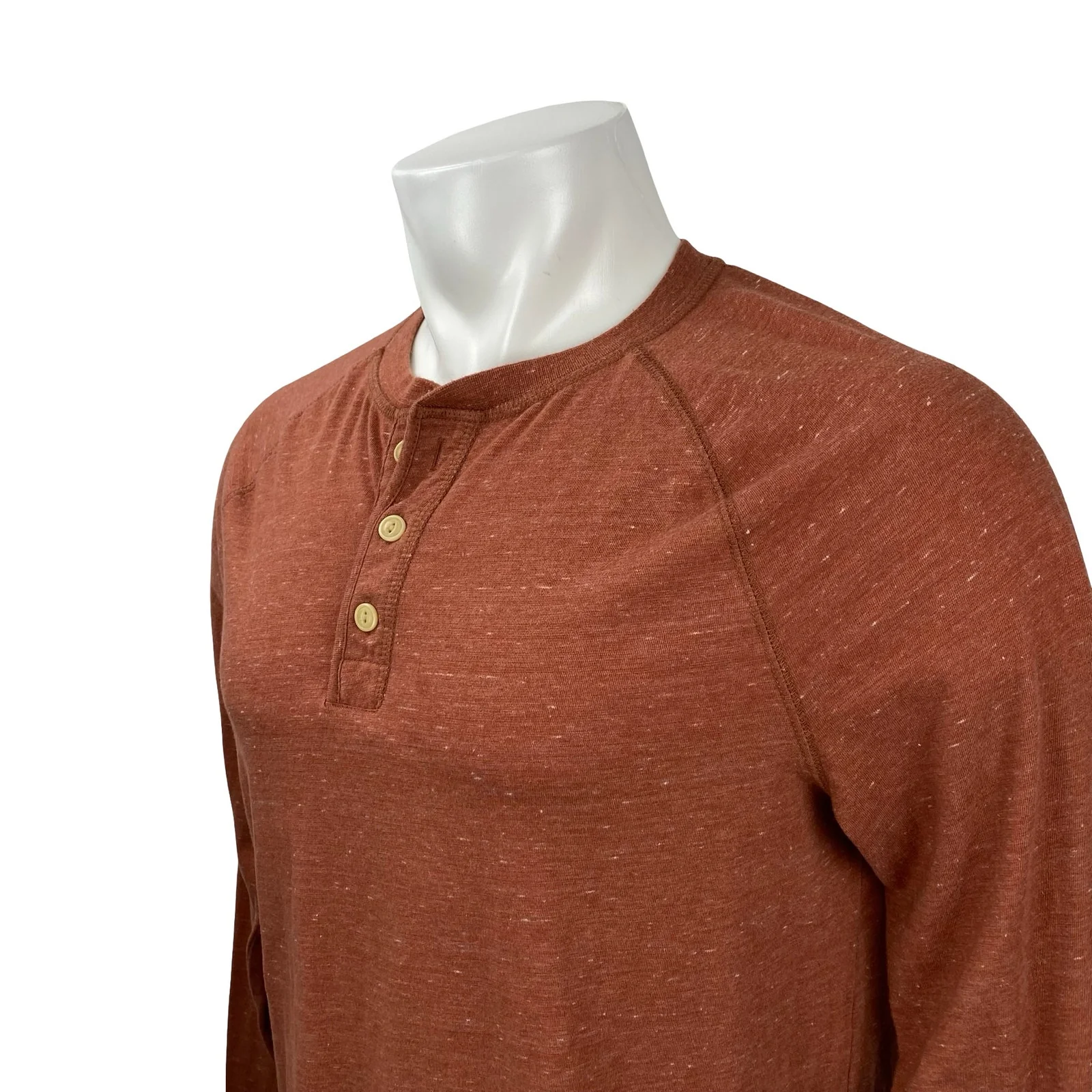 Goodfellow & Co Men's Orange Long Sleeve Casual Henley Basic Tee T-Shirt Top M - Image 3