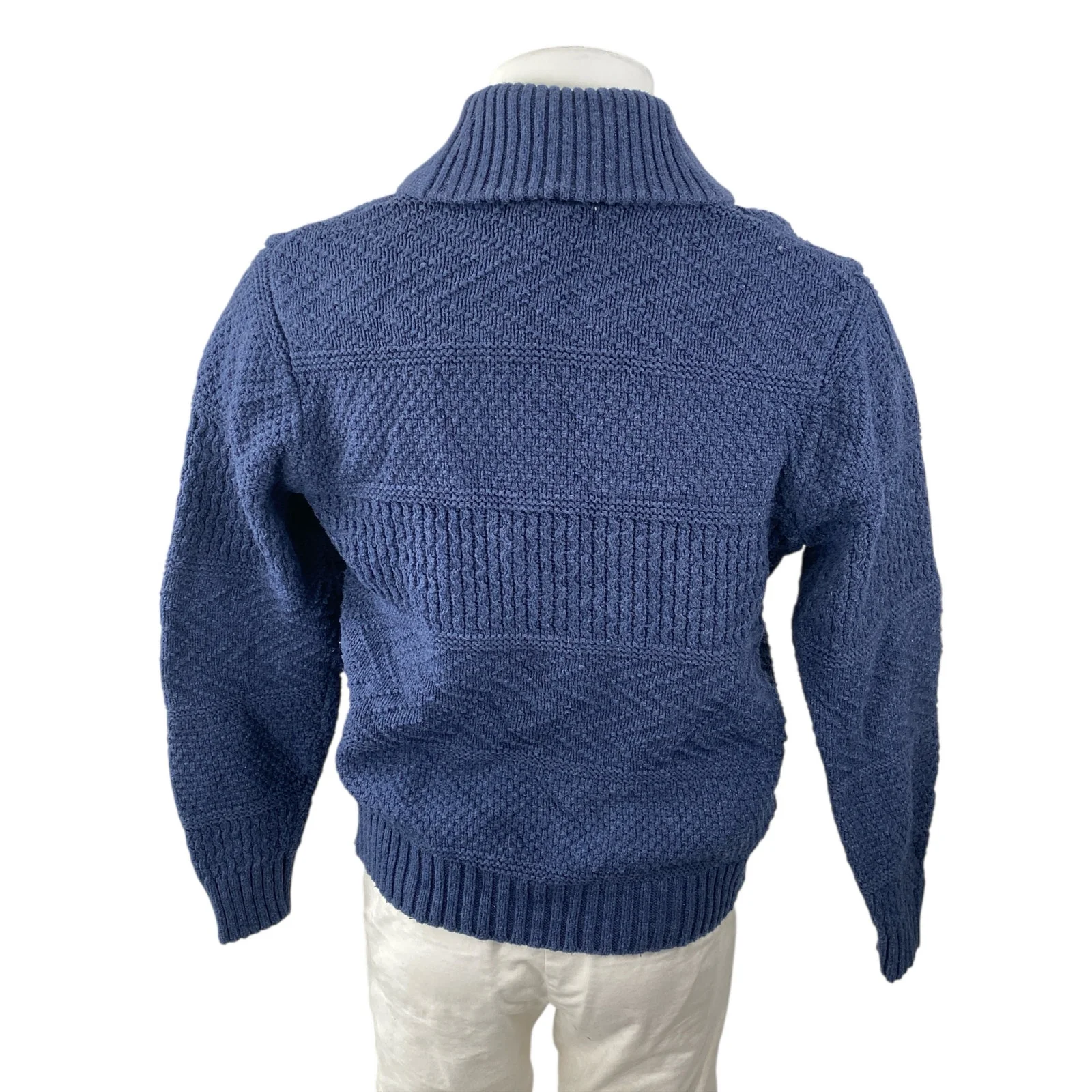 Goodfellow Men's Blue Cable Knit Long Sleeve Button Down Cardigan Sweater Top M - Image 4