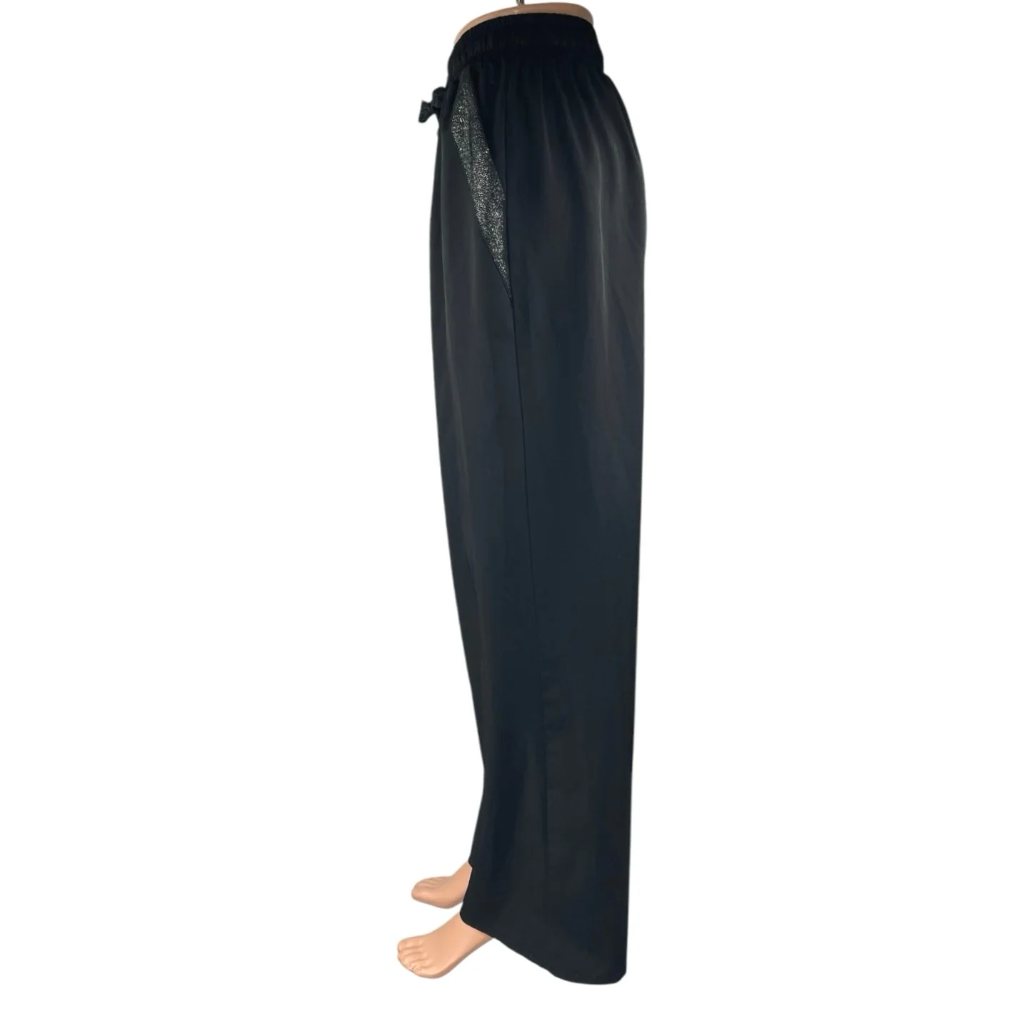 Gracia Women's Black Glittered High Waisted Wide Leg Trousers Pants Size M - Image 2