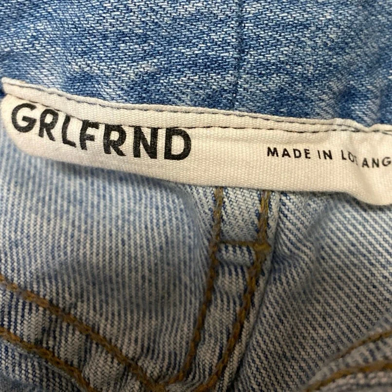 GRLFRND Bella Blue Low Rise Boyfriend Wide Leg Distressed Denim Jeans Pants 26 - Image 5