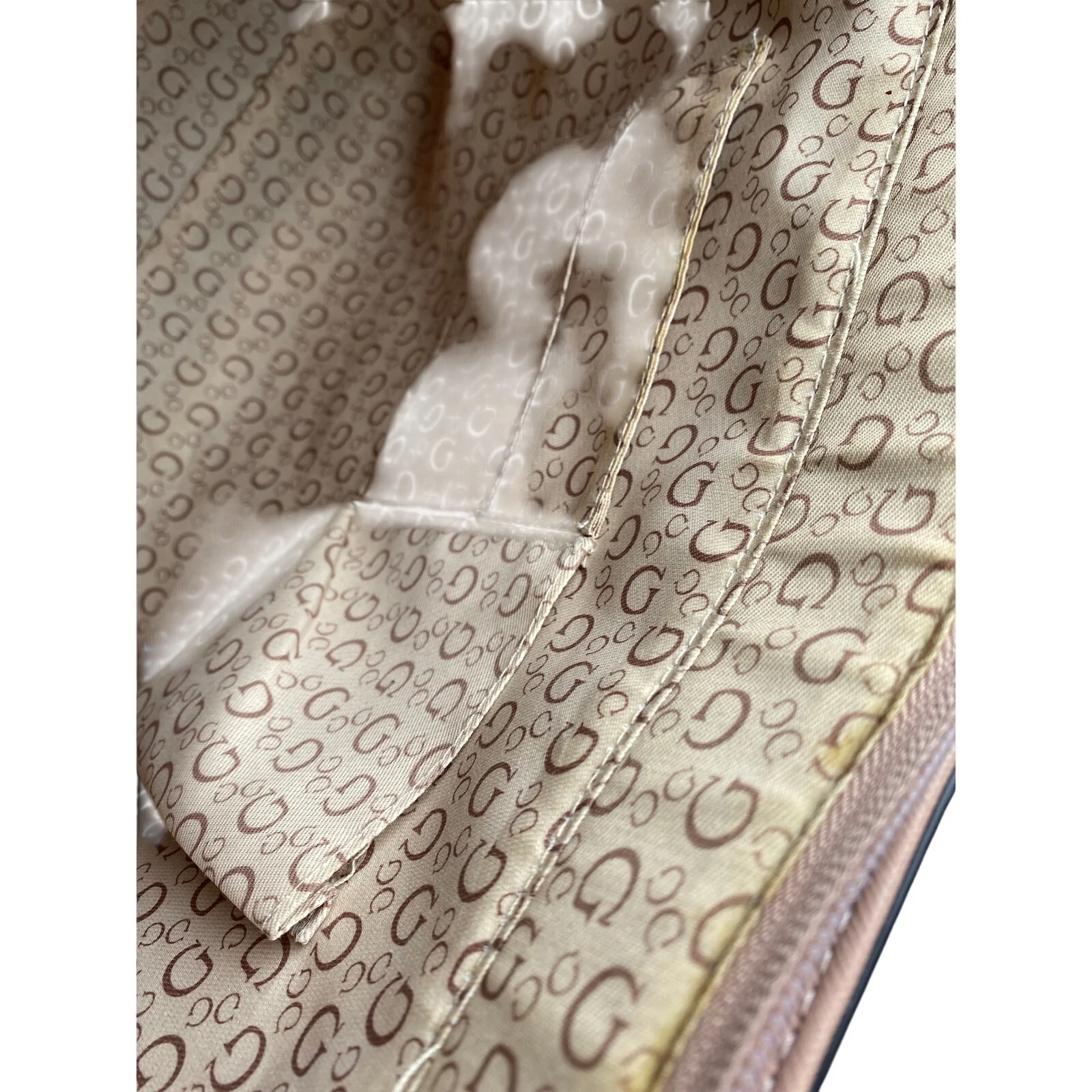 Guess Culkin Women's Beige Logo Monochrome Leather Shoulder Tote Bag Handbag OS - Image 4